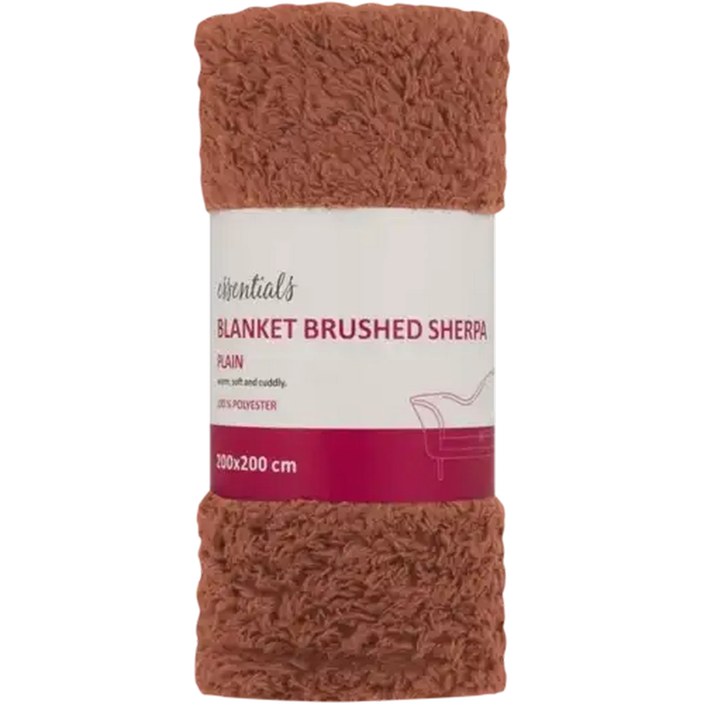 Image of Essentials Plain Brushed Sherpa Blanket 200 x 200cm (Colour May Vary)