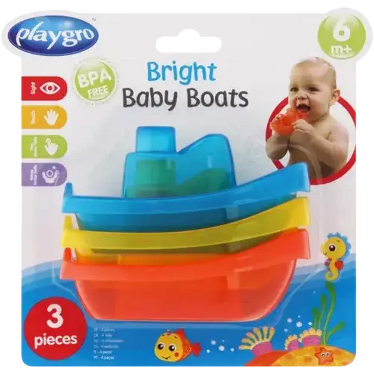 Image of Playgro Bright Bath Boats Set 3 Piece