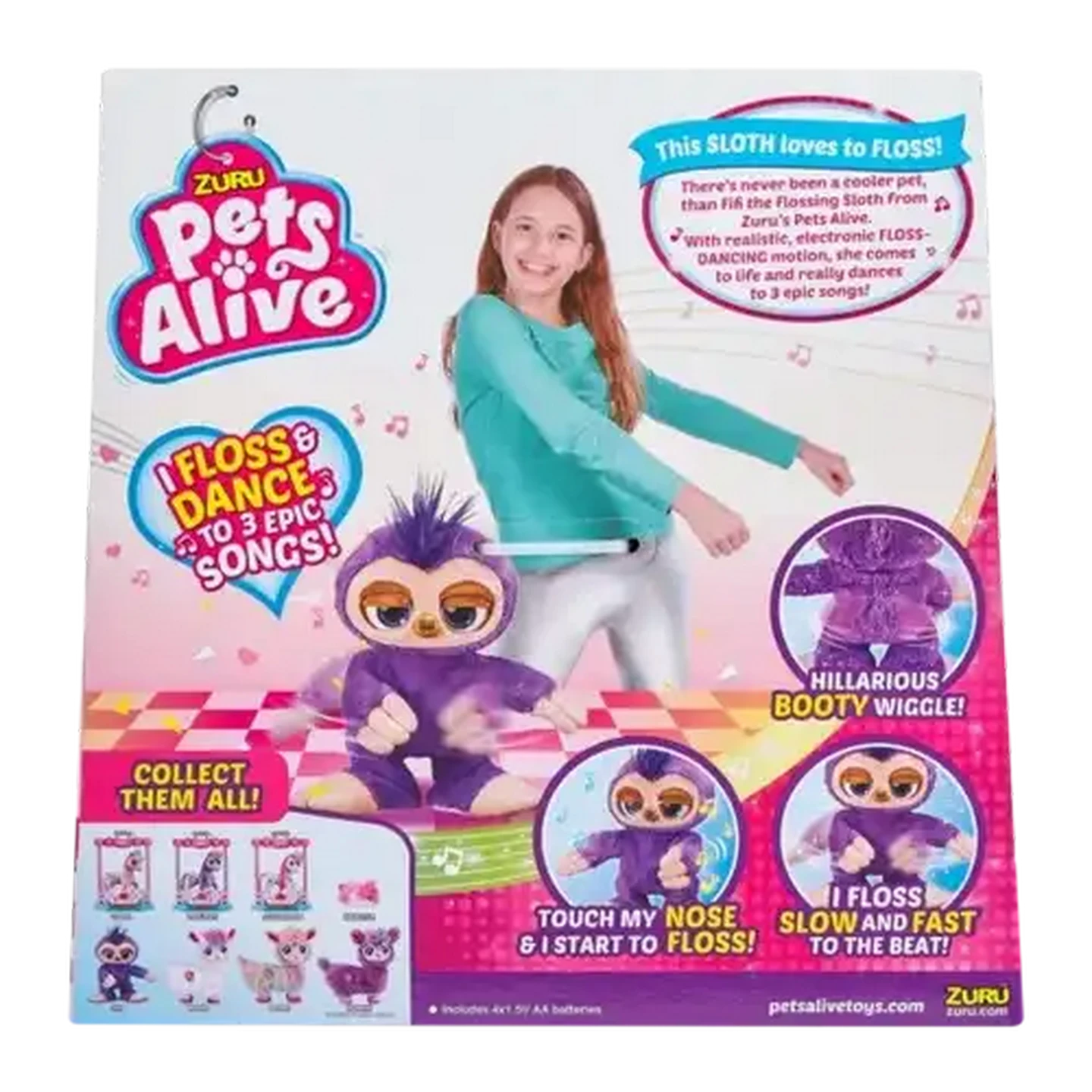 Shoprite ZA | Pets Alive Purple Fifi The Flossing Sloth Toy 28cm