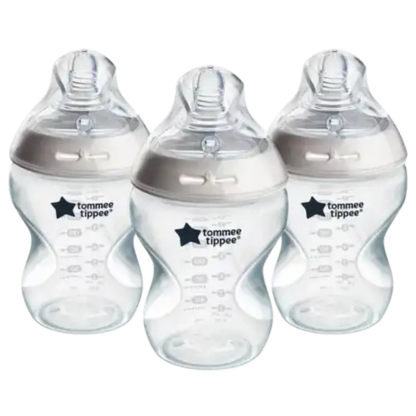 Image of Tommee Tippee Natural start 260ml self-sterilising clear bottle 3-Pack 0 months +