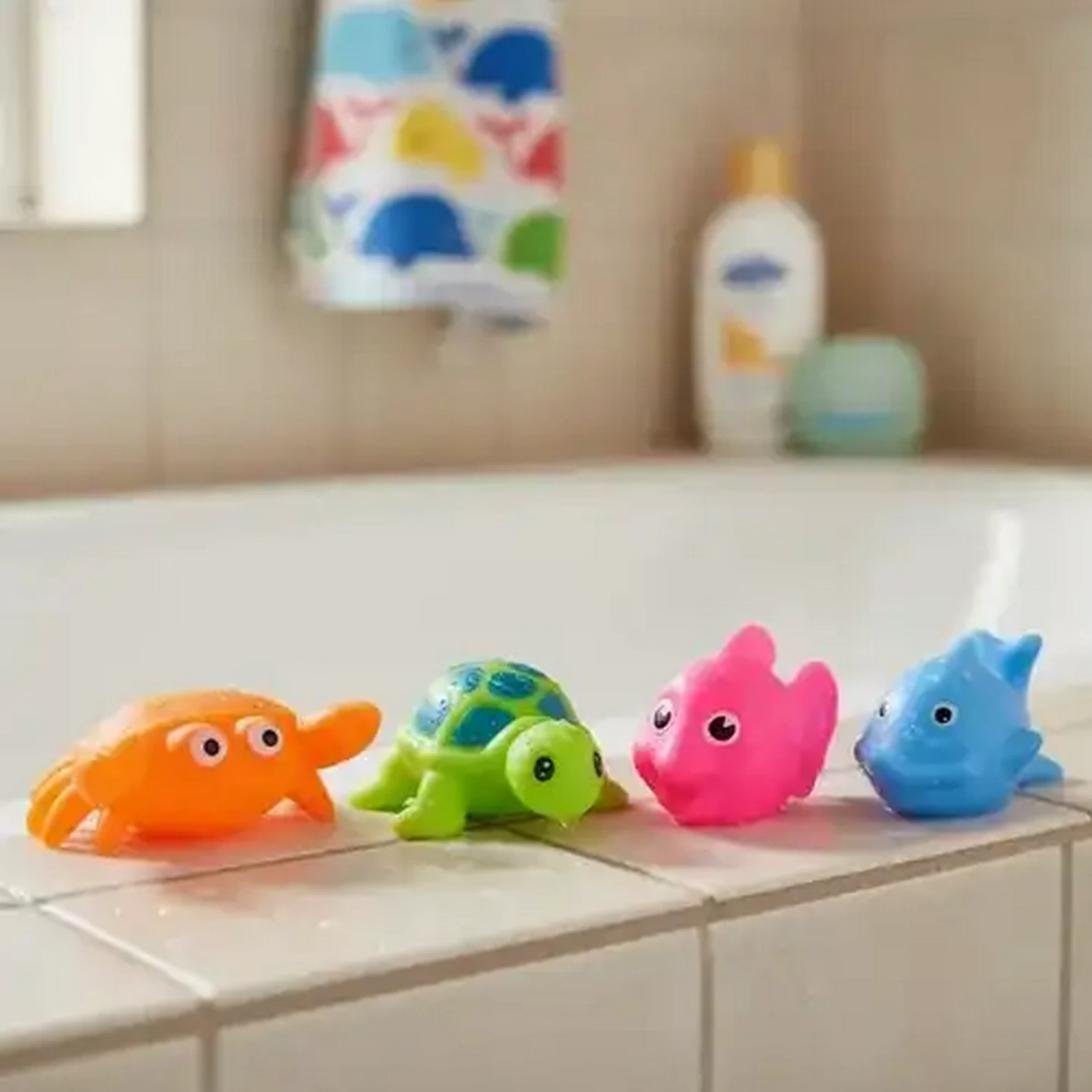 Image of Jolly Tots Toy Animal Bath Squeakers 3 Piece 3 Months +