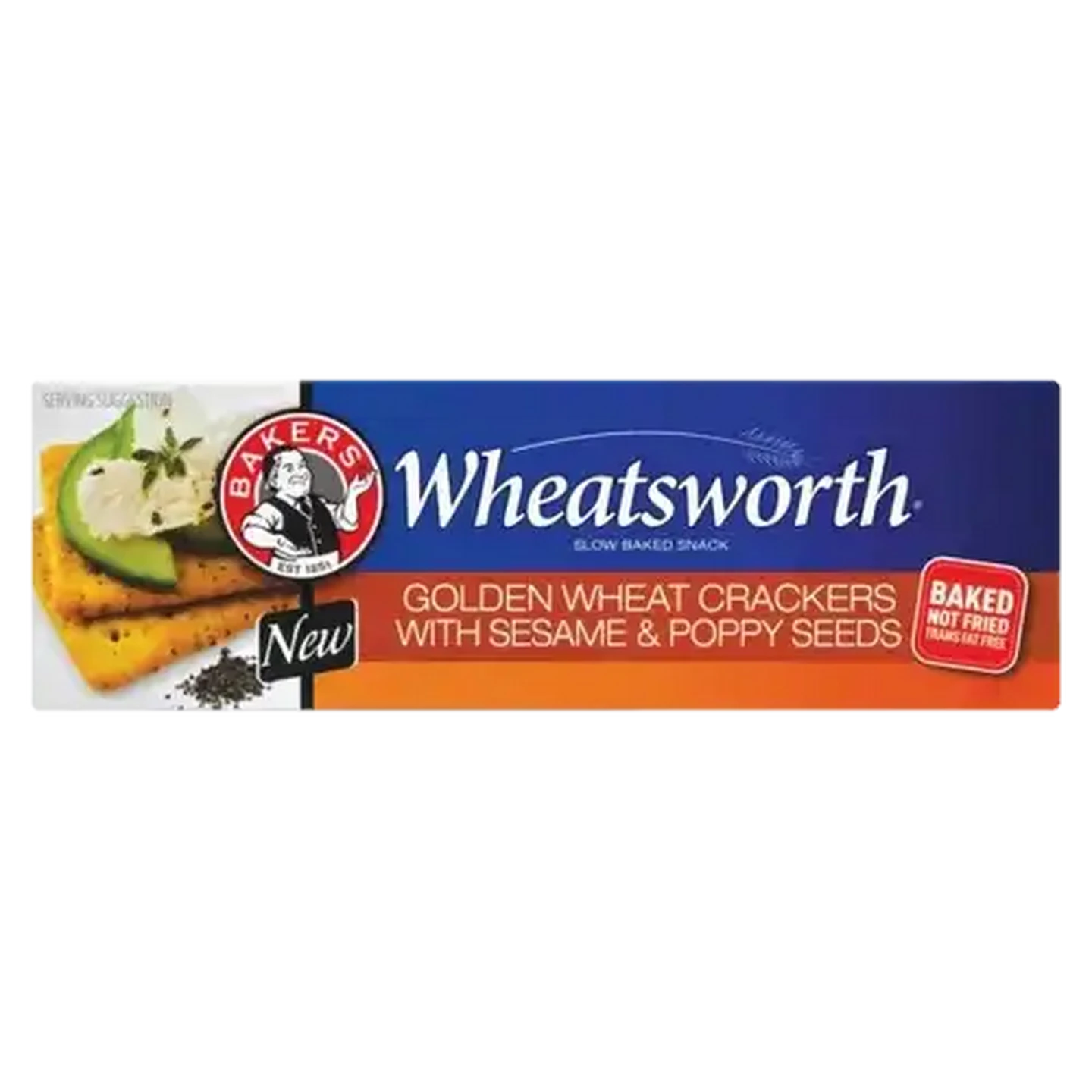 Image of Bakers Wheatsworth Golden Wheat Crackers With Sesame & Poppy Seeds 200g