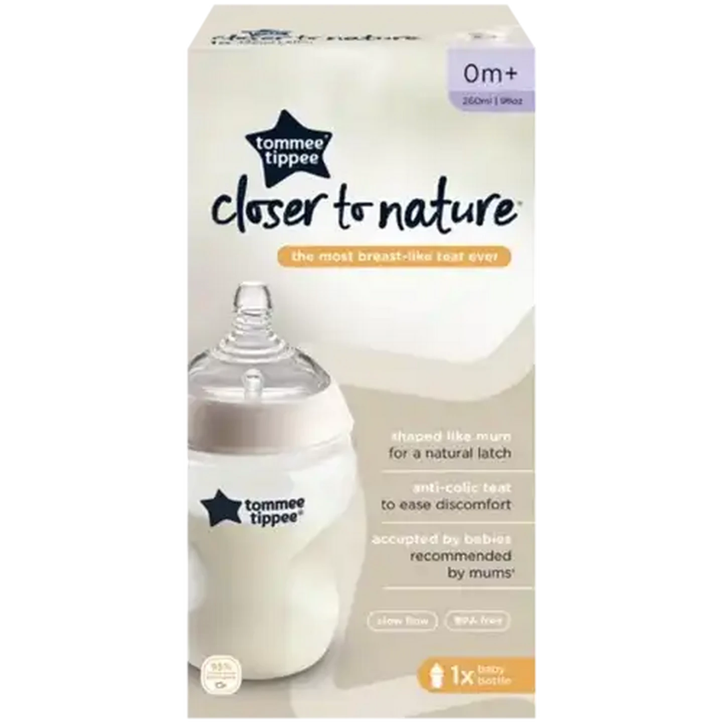 Image of Tommee Tippee Natural Start Self-Sterilising Clear Bottle 0 Months + 260ml