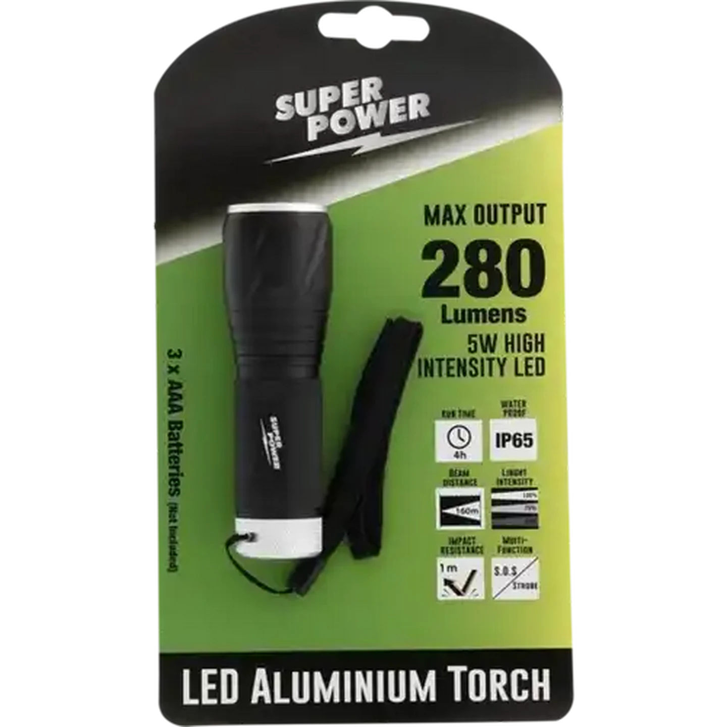 Image of Super Power Black Aluminium LED Torch 5W