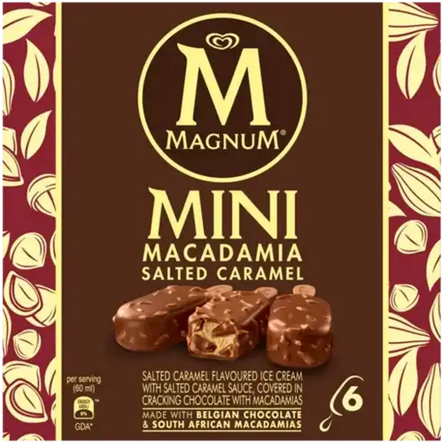 Image of Magnum Mini Macadamia Salted Caramel Flavoured Ice Cream Multi-pack 6x60ml
