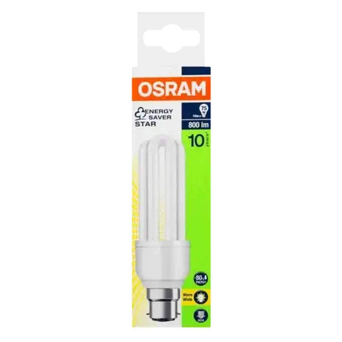 Image of OSRAM Warm White Energy Saver CFL/B22d Bayonet Globe 14W