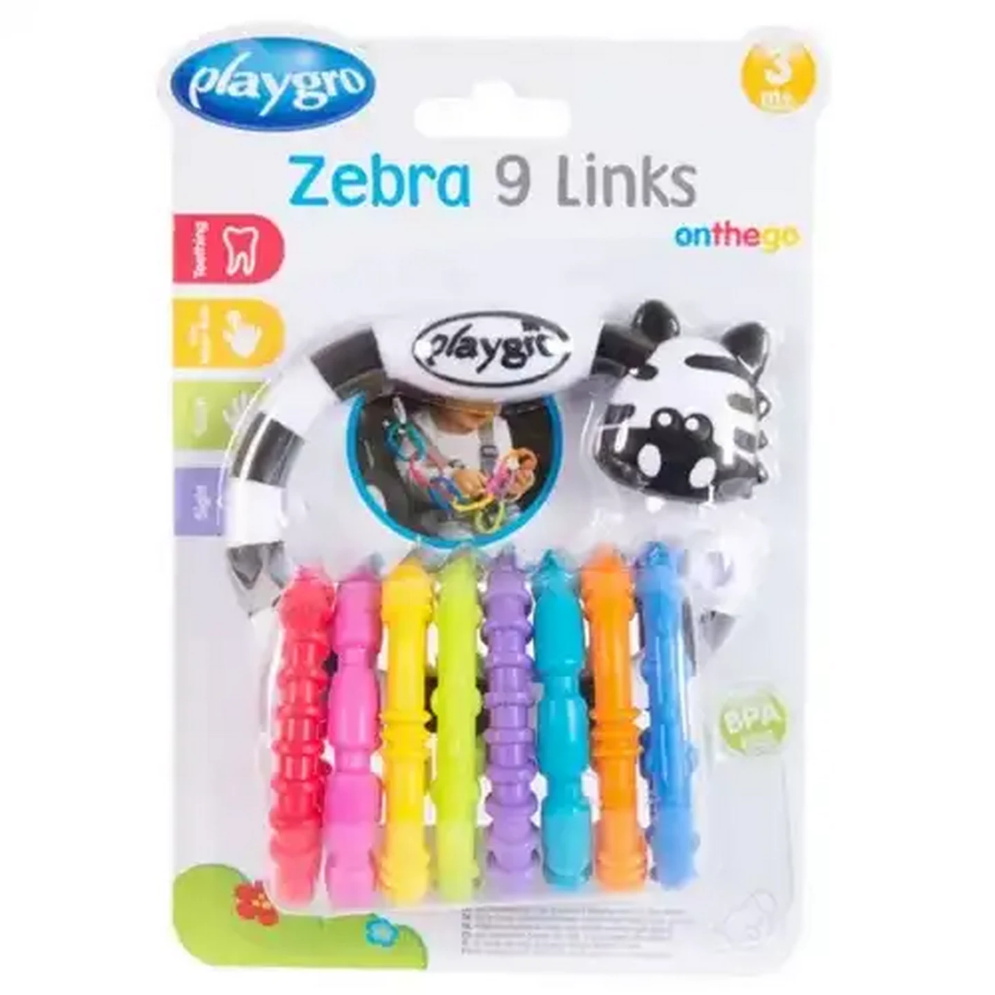 Image of Playgro Zebra 9 Piece Links 3 Months+
