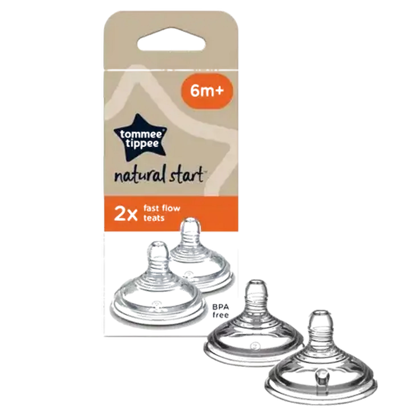 Image of Tommee Tippee Natural Start Fast Flow Teat 6 Months + 2-Pack