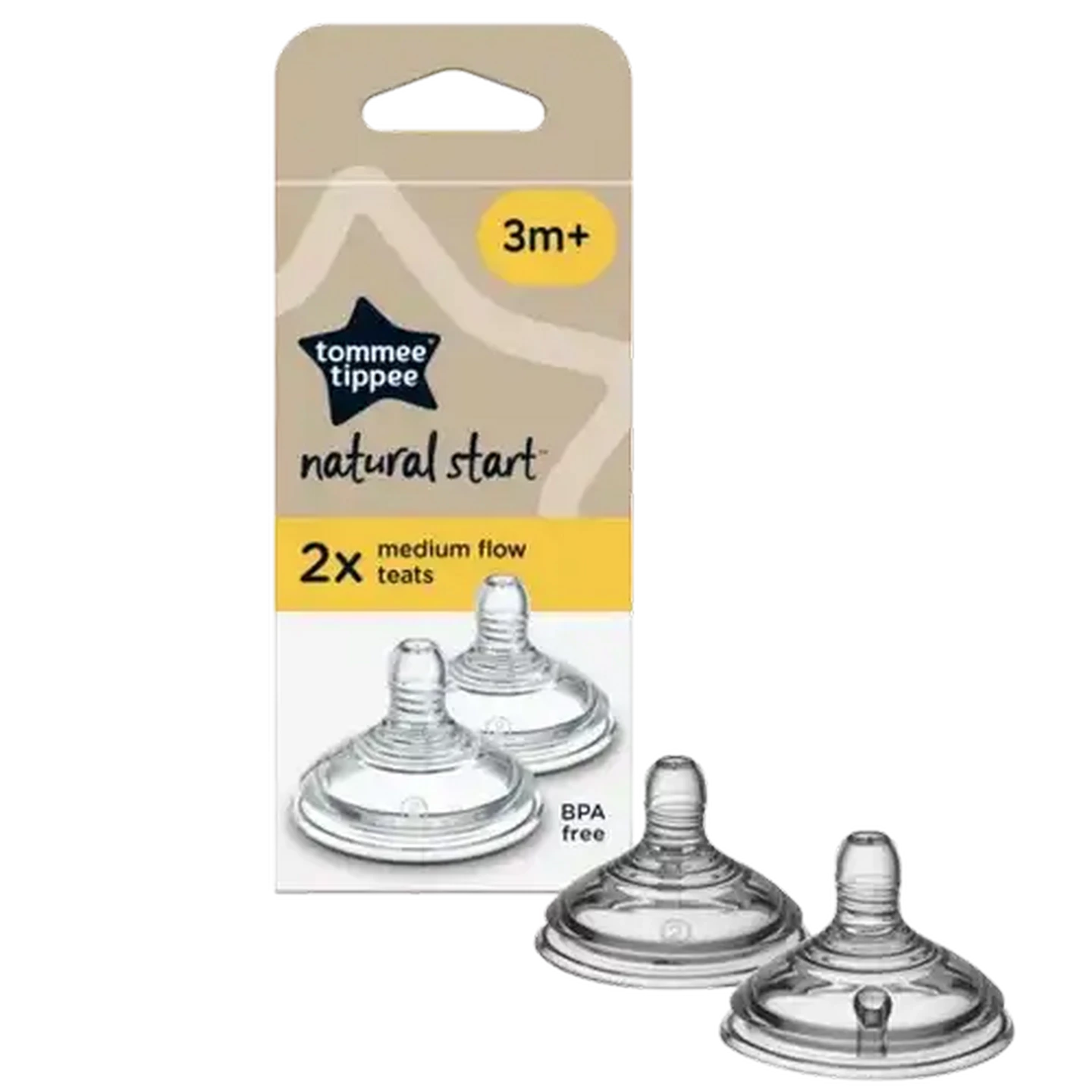 Image of Tommee Tippee Natural Start Medium Flow Teat 3 Months + 2-Pack