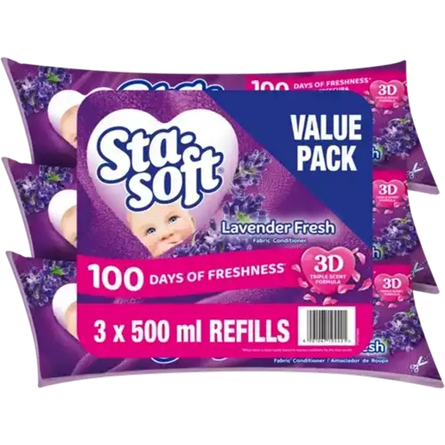Image of Sta-soft Lavender Fresh Fabric Conditioner Refill 3 x 500ml