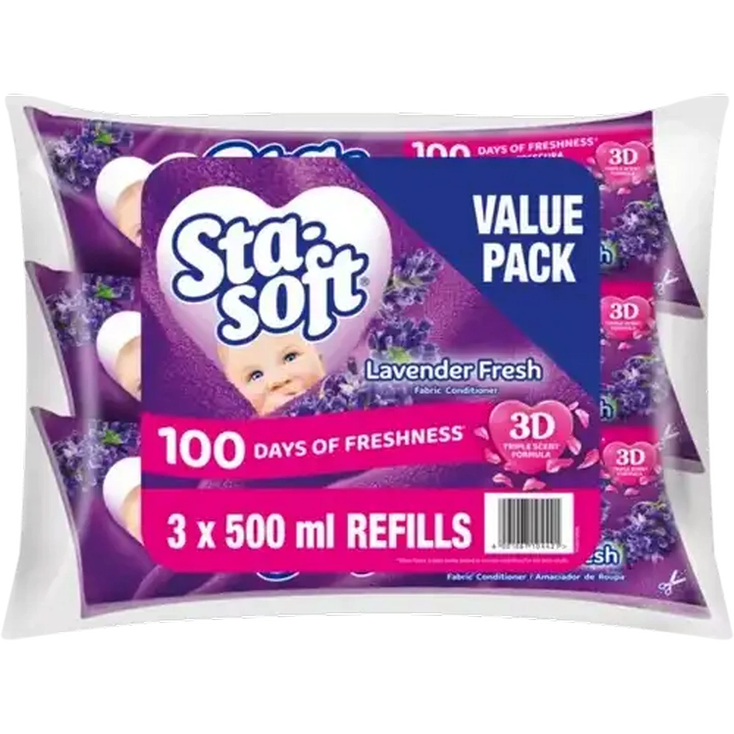 Image of Sta-soft Lavender Fresh Fabric Conditioner Refill 3 x 500ml