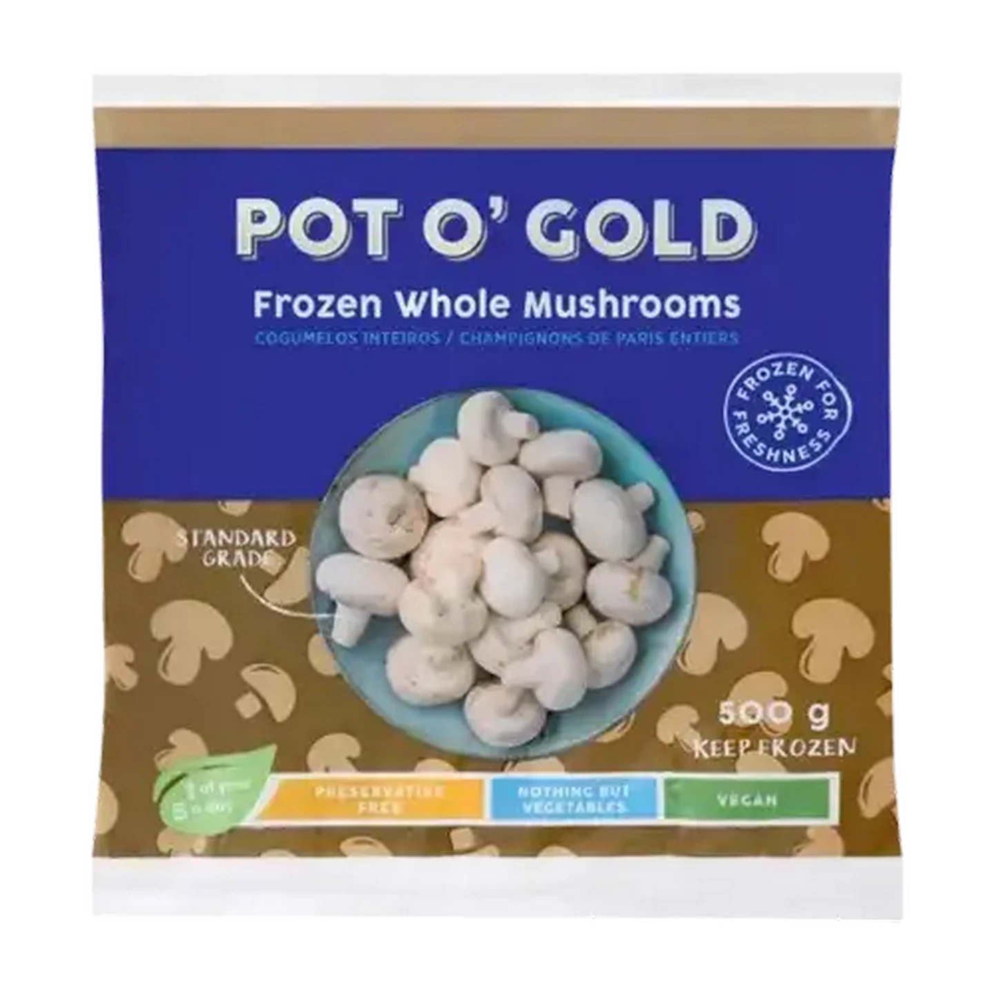 Image of Pot O' Gold Frozen Whole Mushrooms 500g