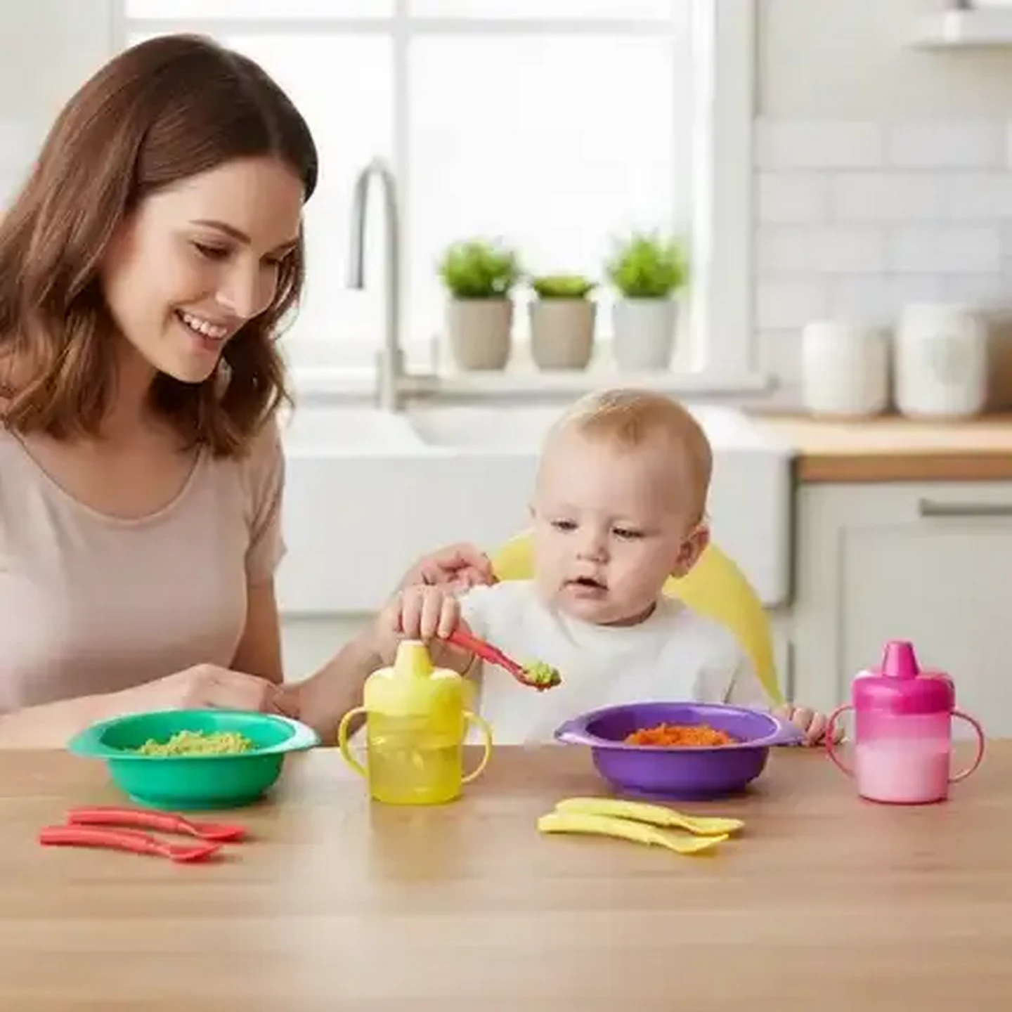Image of Jolly Tots 4 Piece Feeding Set 6 Months+ (Colour May Vary)