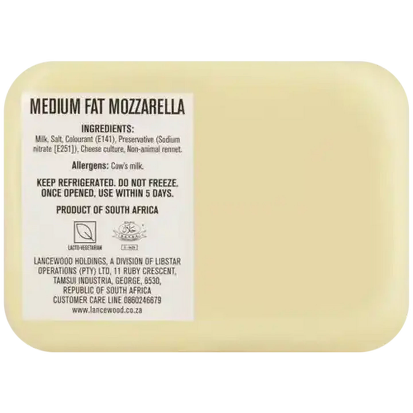 Checkers Sixty60 | LANCEWOOD Medium Fat Mozzarella Cheese Per kg