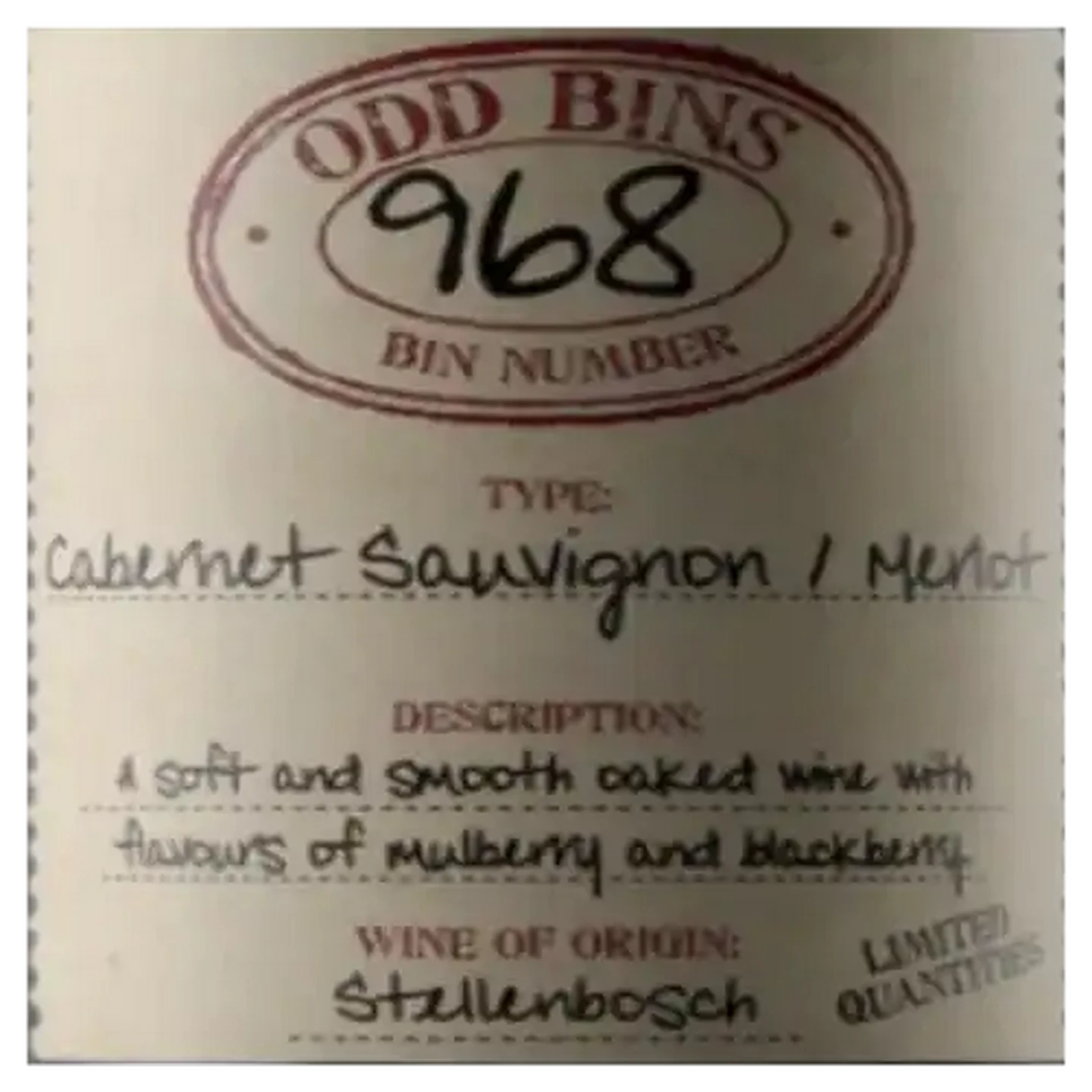 Checkers Sixty60 | Odd Bins 968 Cabernet Sauvignon-Merlot Red Wine