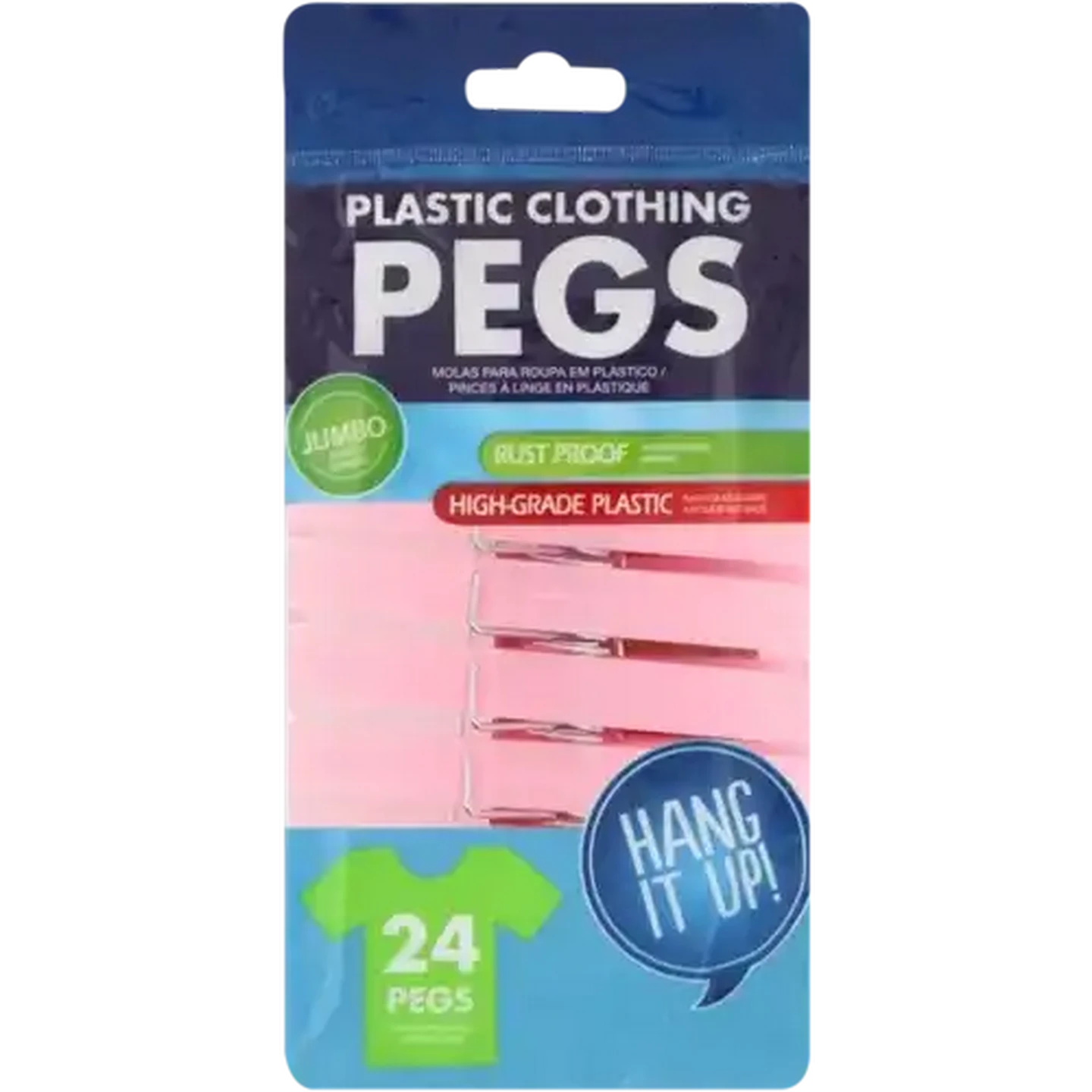 Image of Jumbo Plastic Clothes Pegs 24-Pack (Colour May Vary)