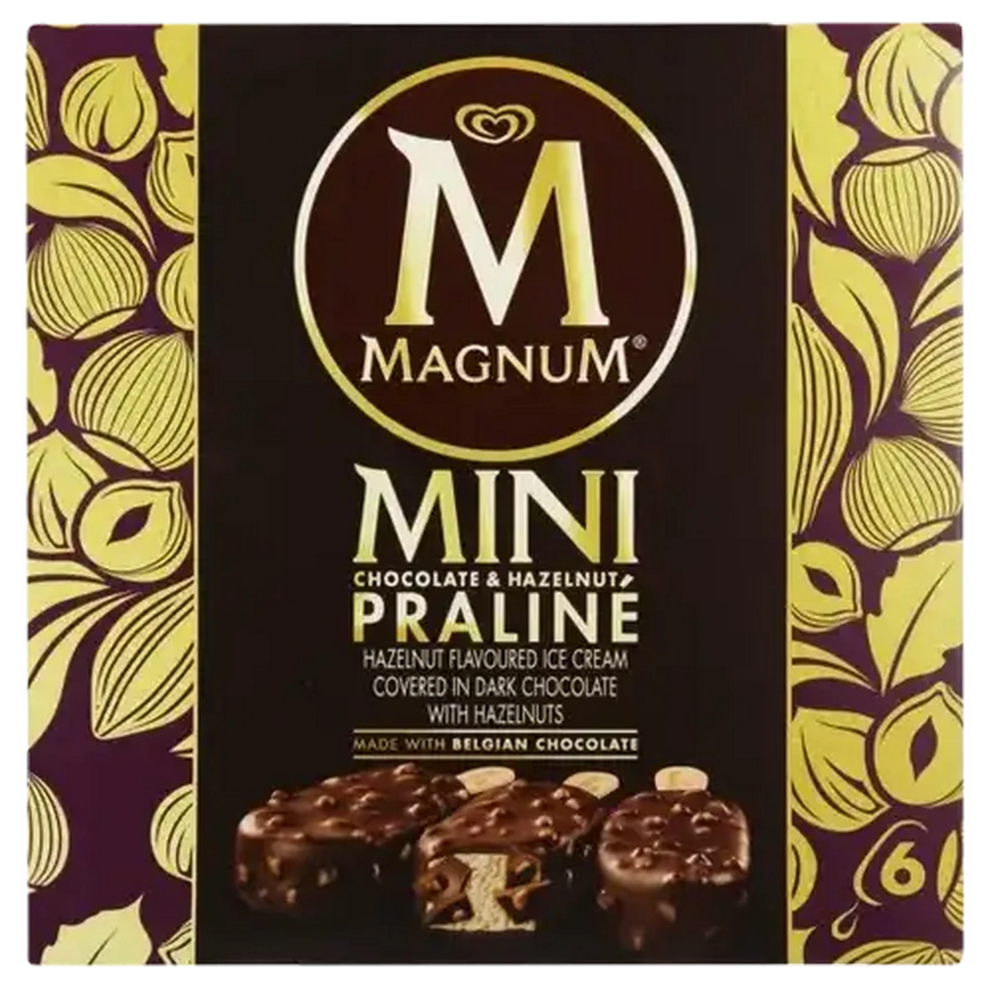 Image of Ola Magnum Mini Chocolate & Hazelnut Flavoured Praline Ice Cream Sticks 6 Pack