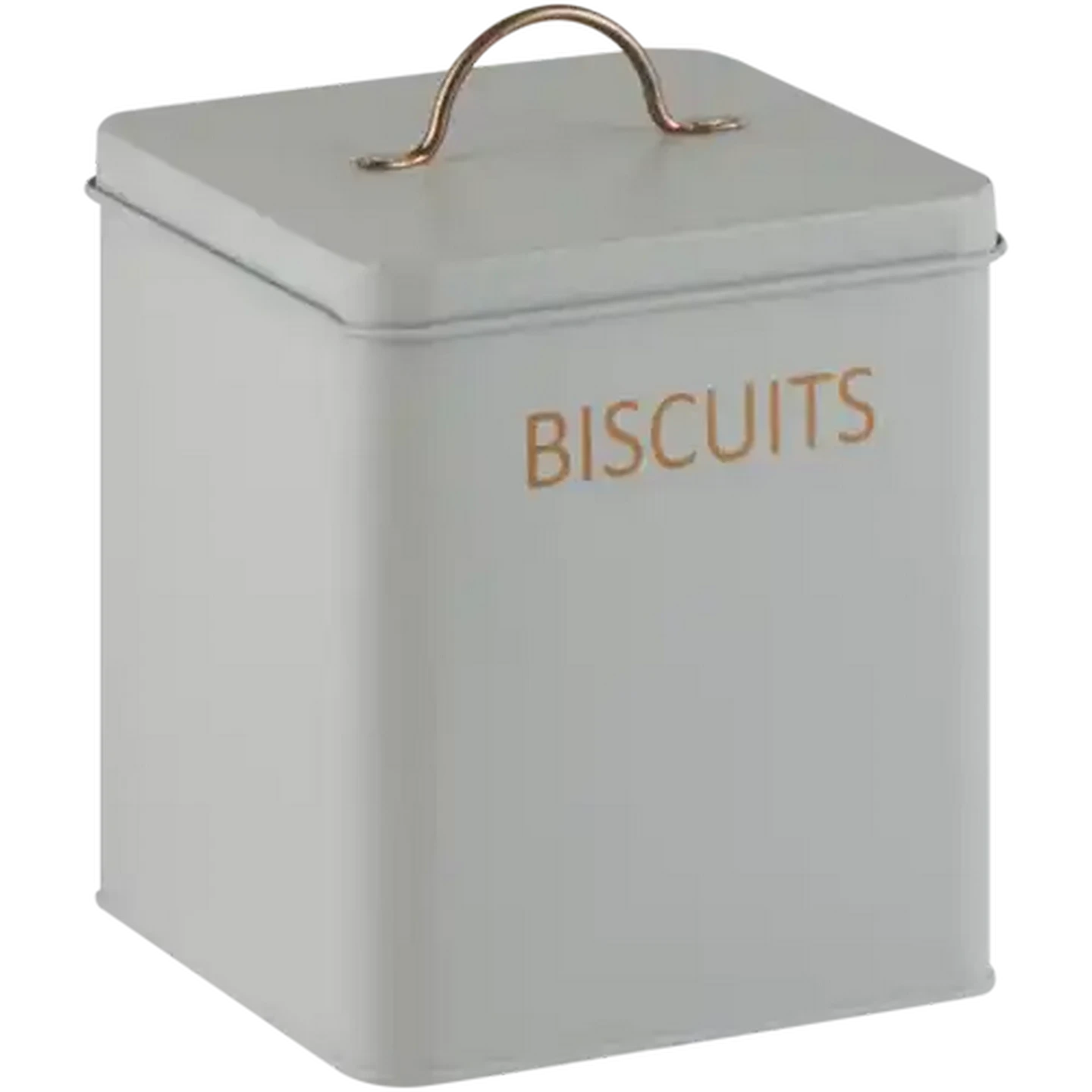 Image of Grey & Rose Gold Steel Biscuit Tin 14 x 14 x 16cm