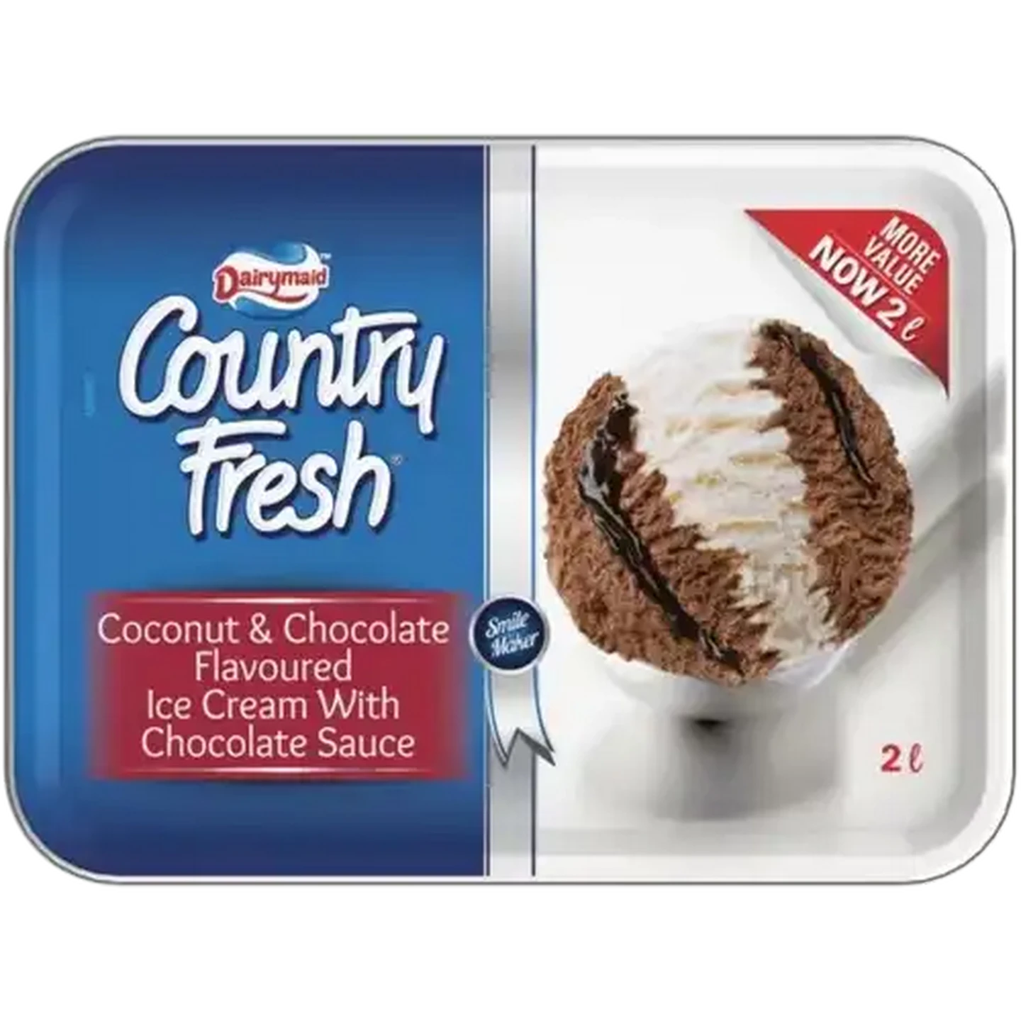 Image of Dairymaid Country Fresh Coconut & Chocolate Flavoured Ice Cream With Chocolate Sauce 2L