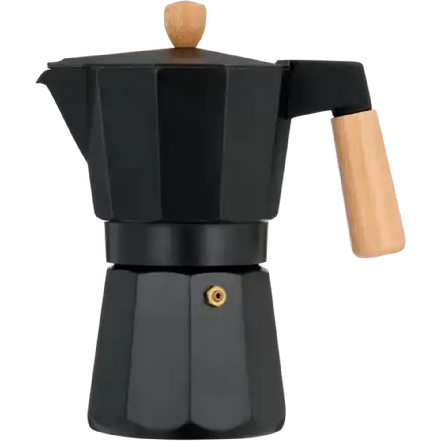 Image of Mila Black Aluminium & Wood Stove Top Espresso Maker