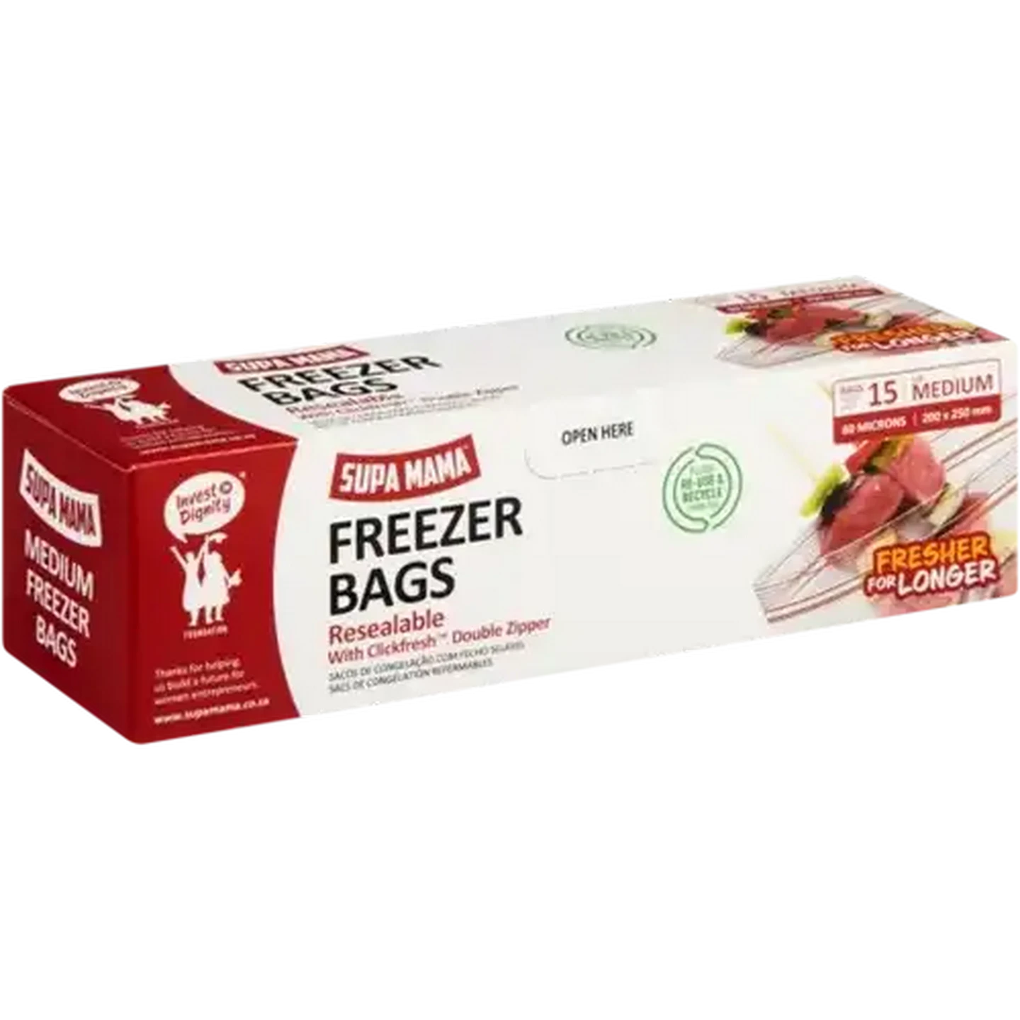 おおまま Checkers Sixty60 | Supa Mama 15 Pack Medium Resealable Freezer