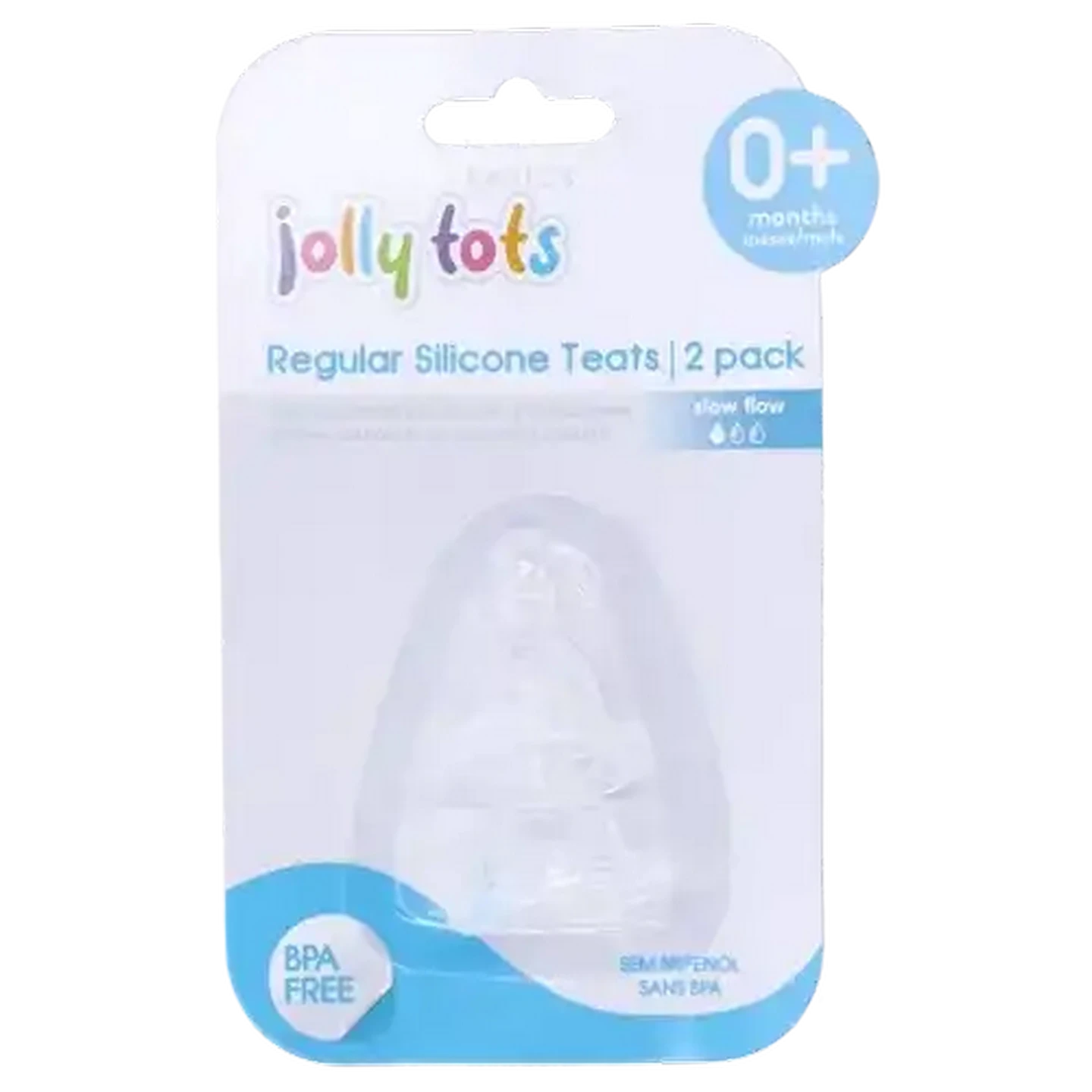 Image of Jolly Tots Regular Silicone Teats 0 Months+ 2-Pack