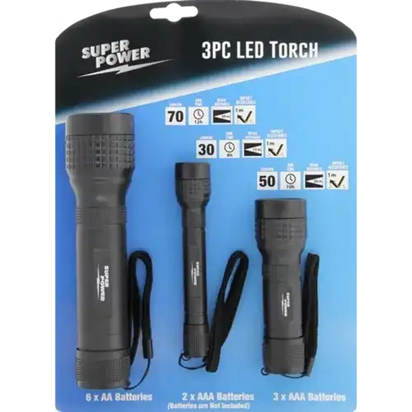 Image of Super Power Black LED Voyager Torch Set 3 Piece