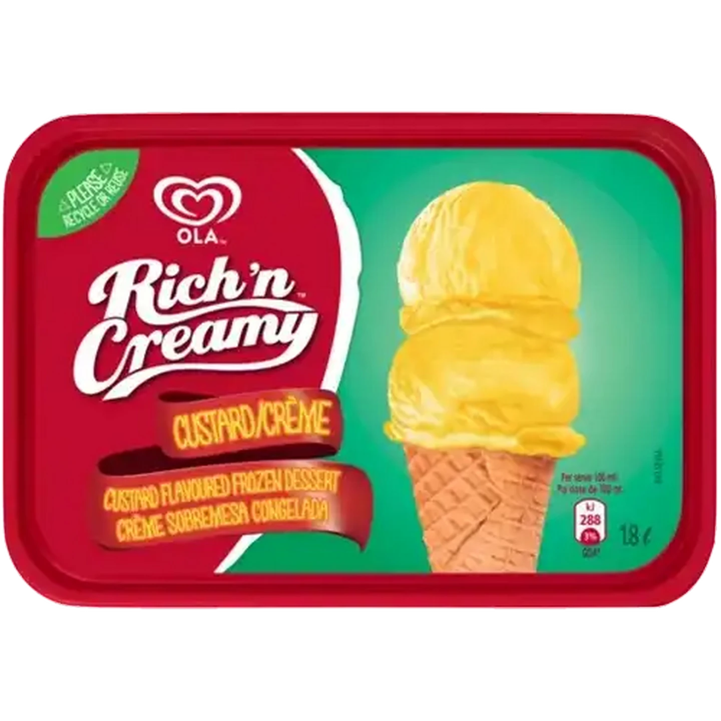 Image of Ola Rich 'n Creamy Custard Flavoured Ice Cream 1.8L