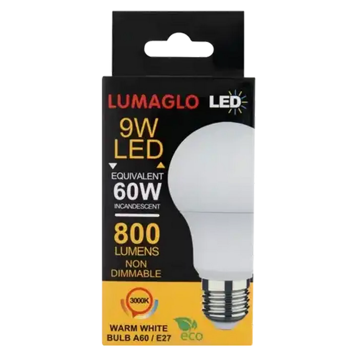 Image of Lumaglo Warm White CLA/E27 LED Screw-in Globe 9W