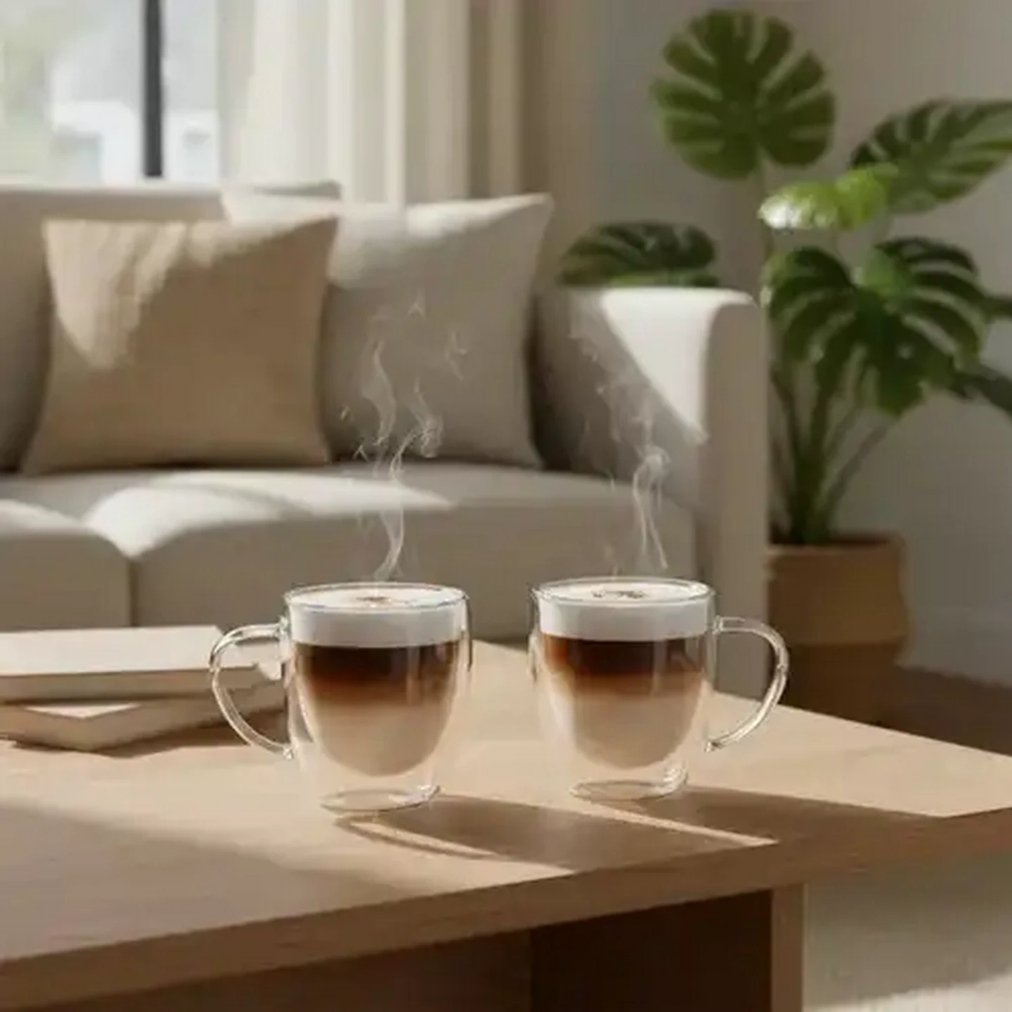 Image of Home Discovery Cafecito Glass Double Wall Latte Mugs 340ml 2-Pack