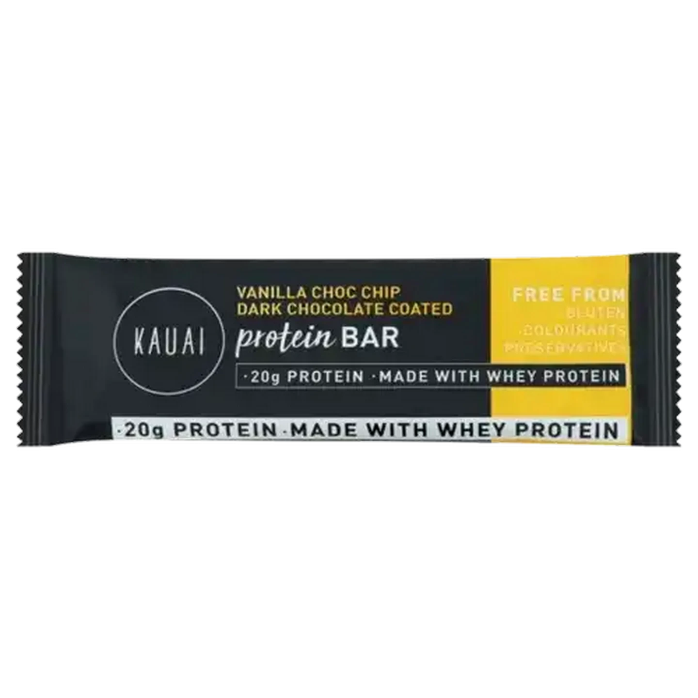 Image of Kauai Vanilla Choc Chip Flavoured Dark Chocolate Protein Bar 72g