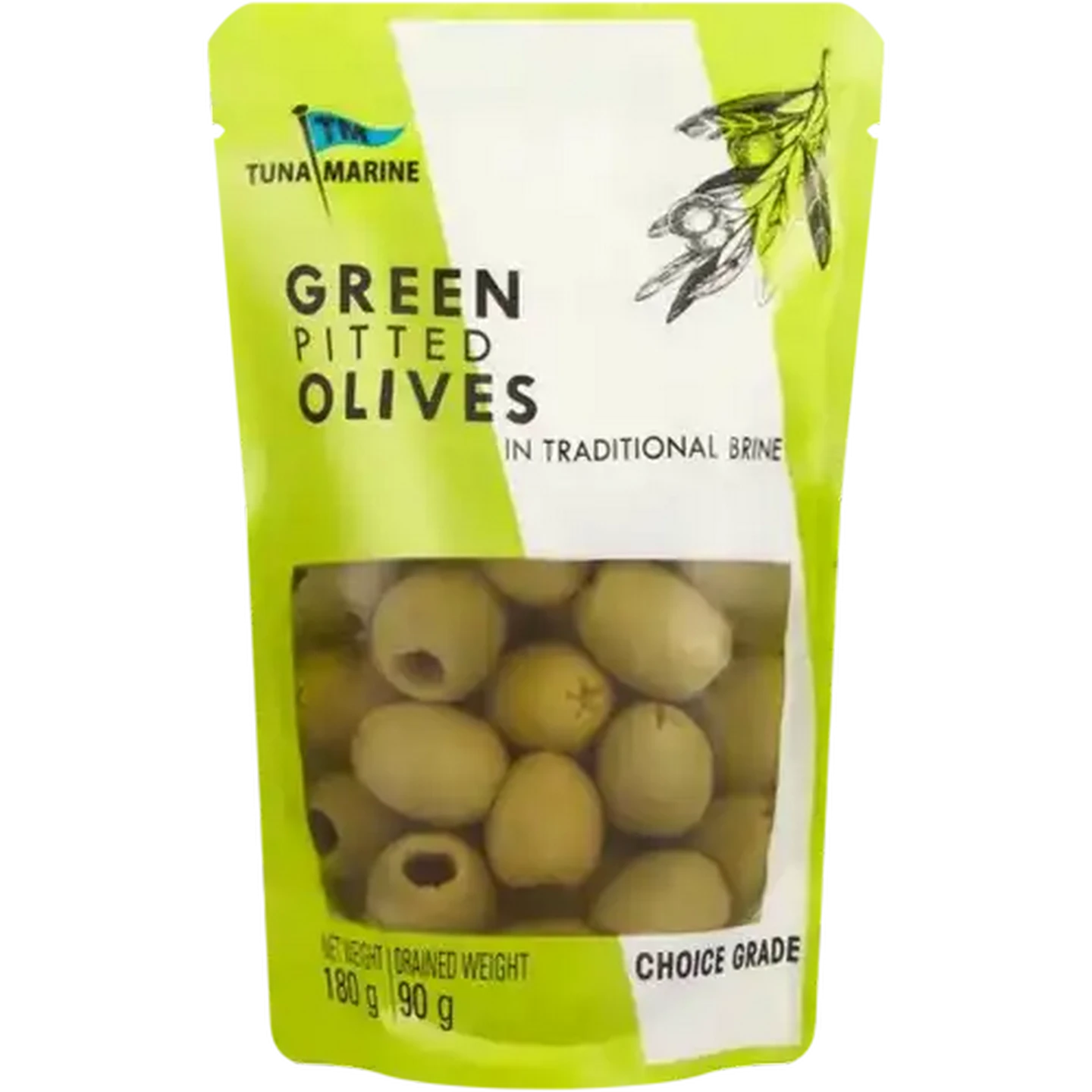 Image of Tuna Marine Green Pitted Olives in Traditional Brine 180g