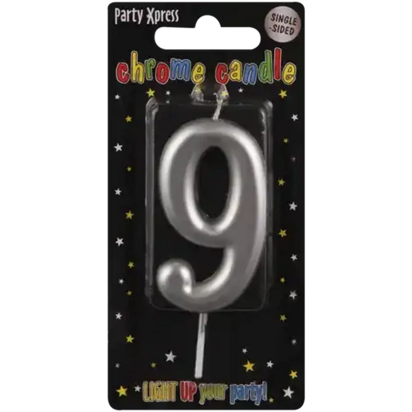 Image of Party Xpress Metallic Silver Chrome Party No.9 Candle