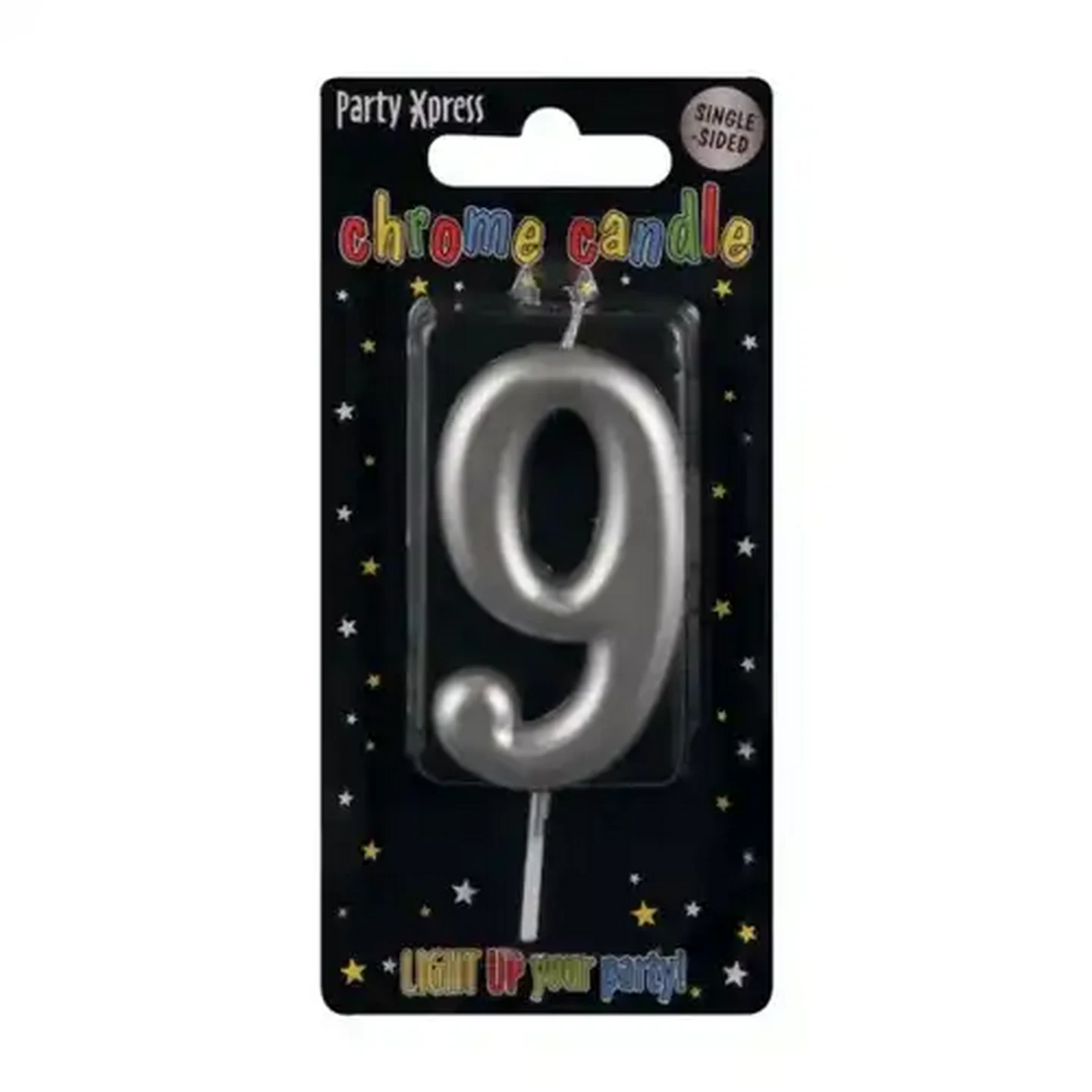 Image of Party Xpress Metallic Silver Chrome Party No.9 Candle