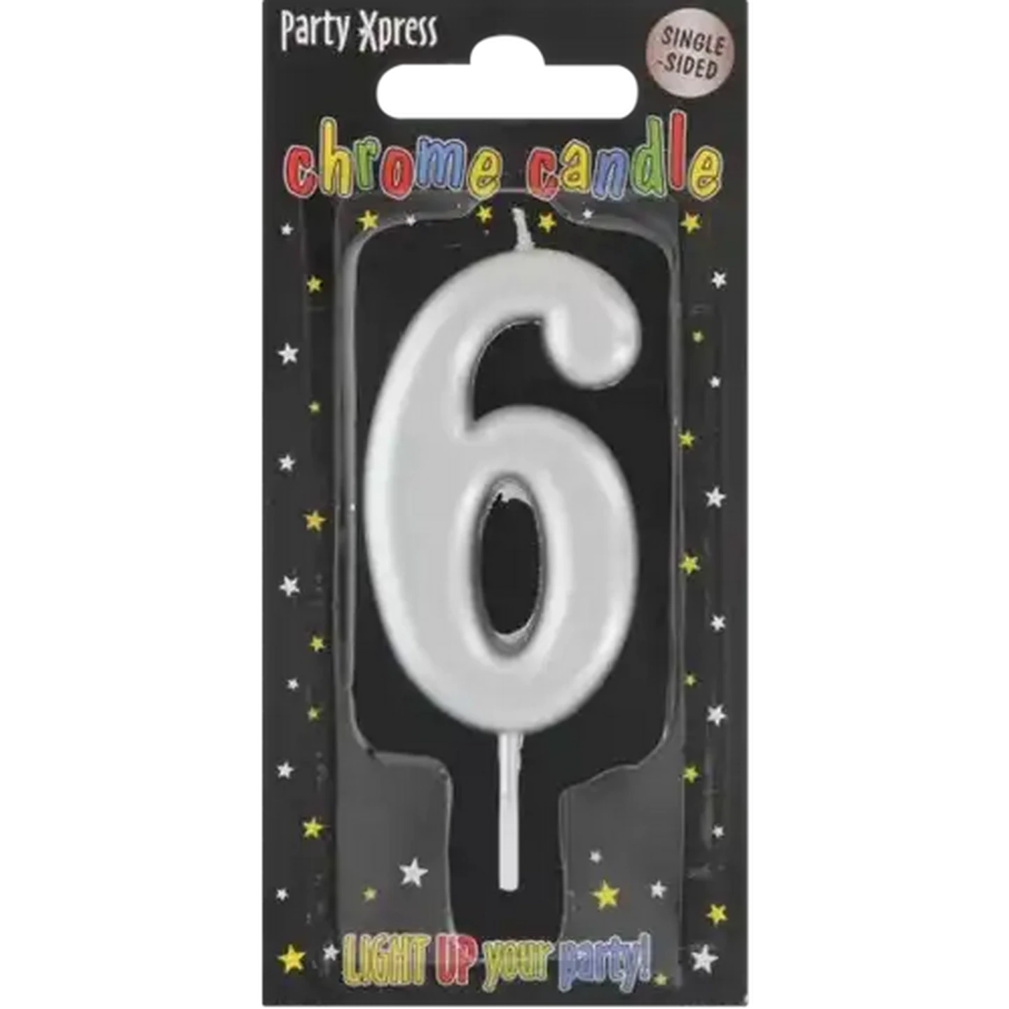 Image of Party Xpress Metallic Silver Chrome Party No.6 Candle