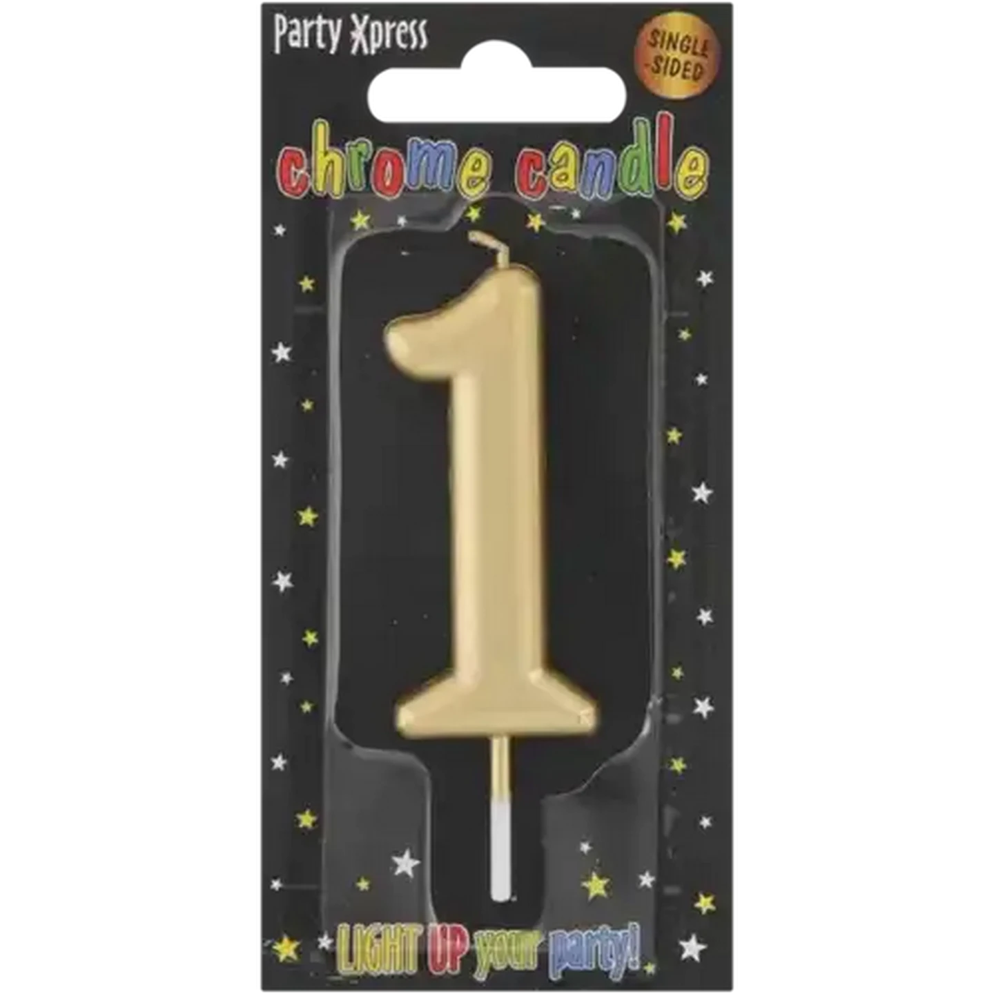 Image of Party Xpress Metallic Gold Chrome Candle No.1