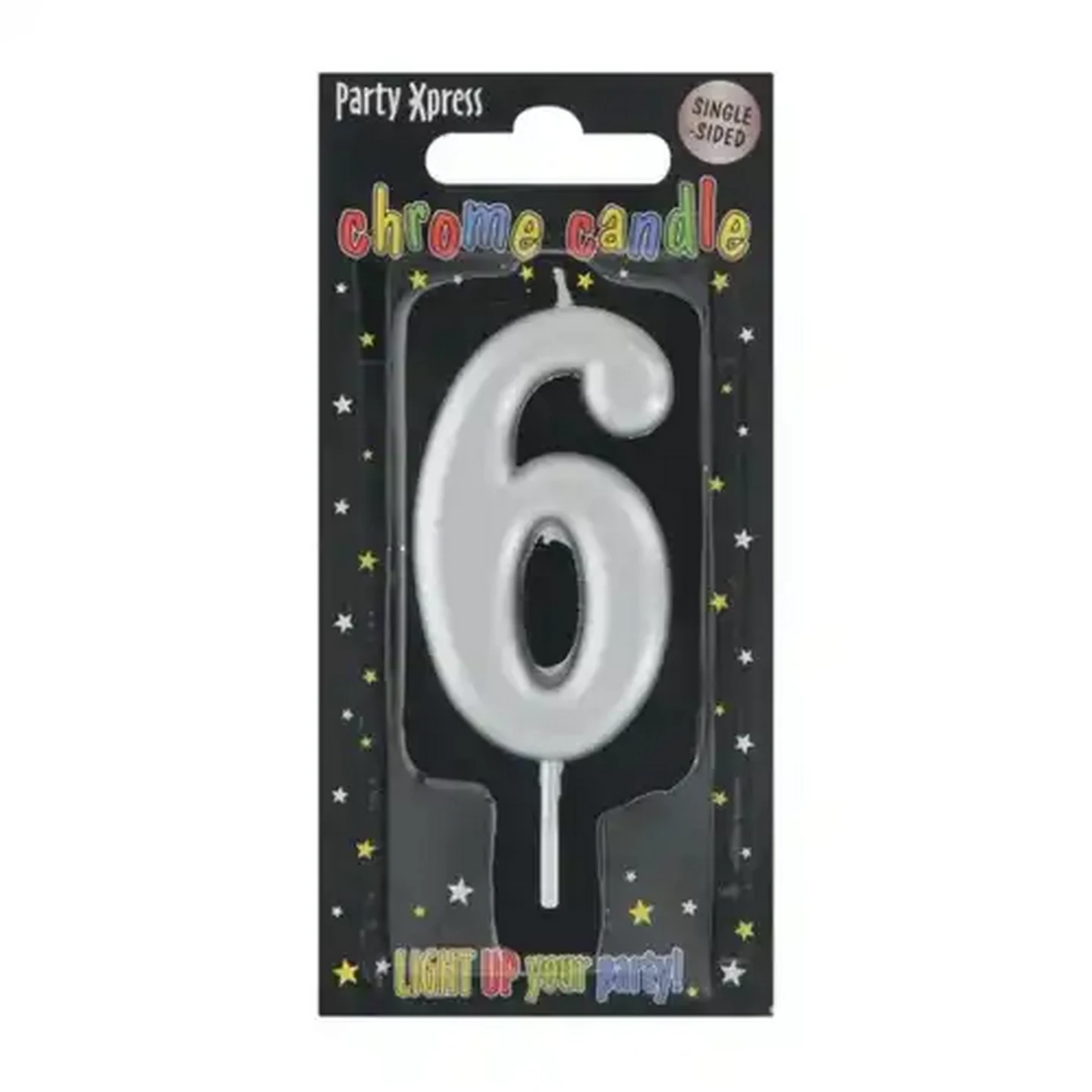 Image of Party Xpress Metallic Silver Chrome Party No.6 Candle