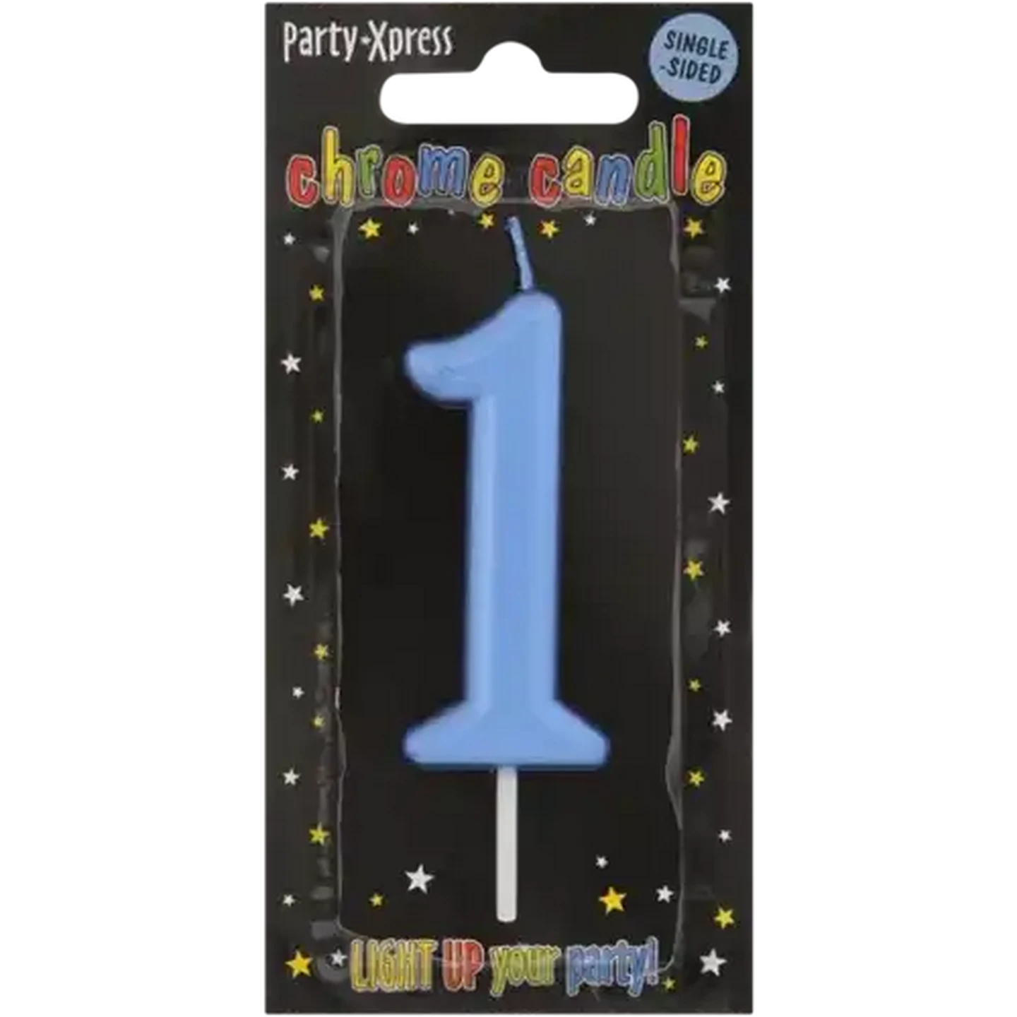 Image of Party Xpress Metallic Blue Number 1 Birthday Candle