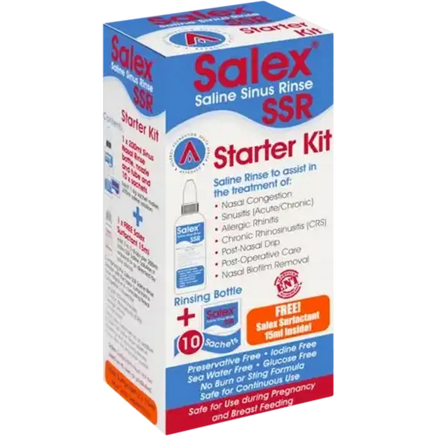 Image of Salex Saline Sinus Rinse Starter Kit Sachets 10 x 1.6g