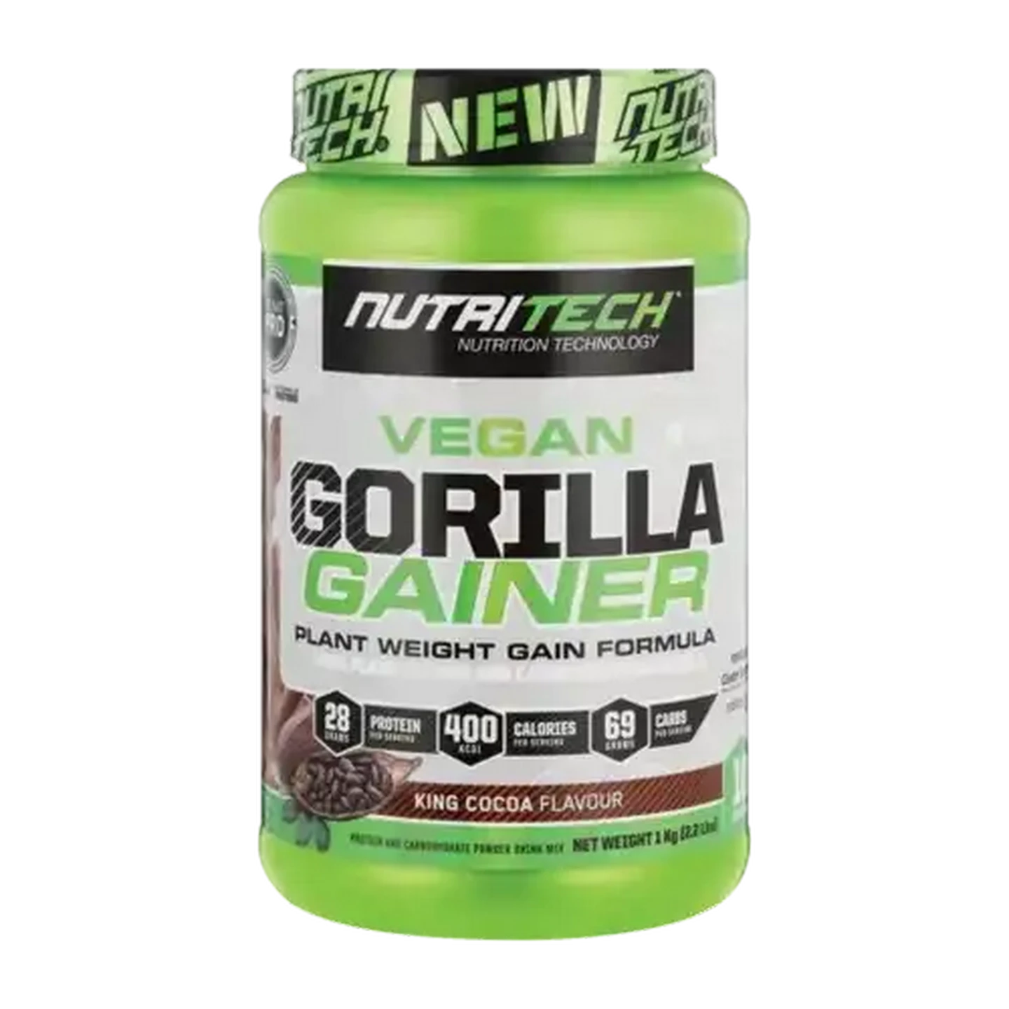 Image of NutriTech King Cocoa Flavoured Vegan Gorilla Gainer Tub 1kg