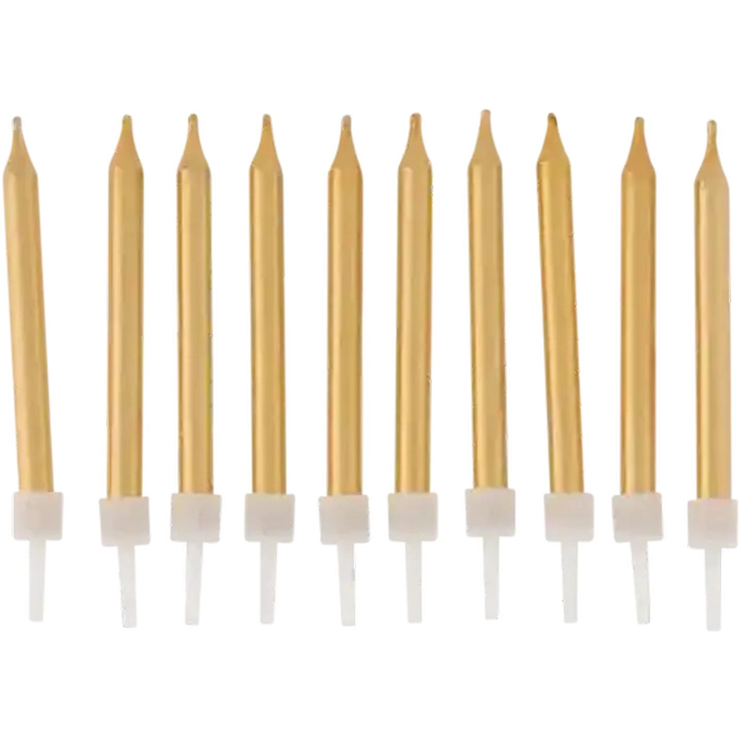 Image of Party Xpress Metallic Gold Chrome Candles 10-Pack