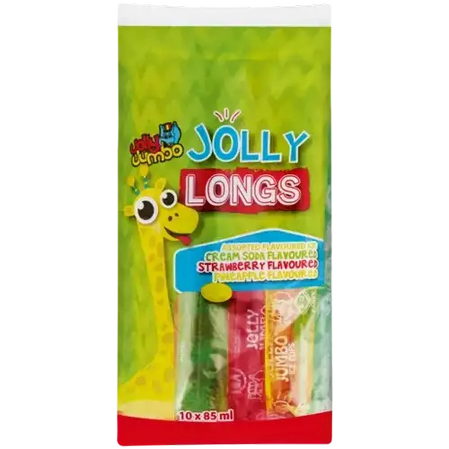 Image of Jolly Jumbo Jolly Longs Frozen Assorted Flavoured Ice Pops 10 x 85ml
