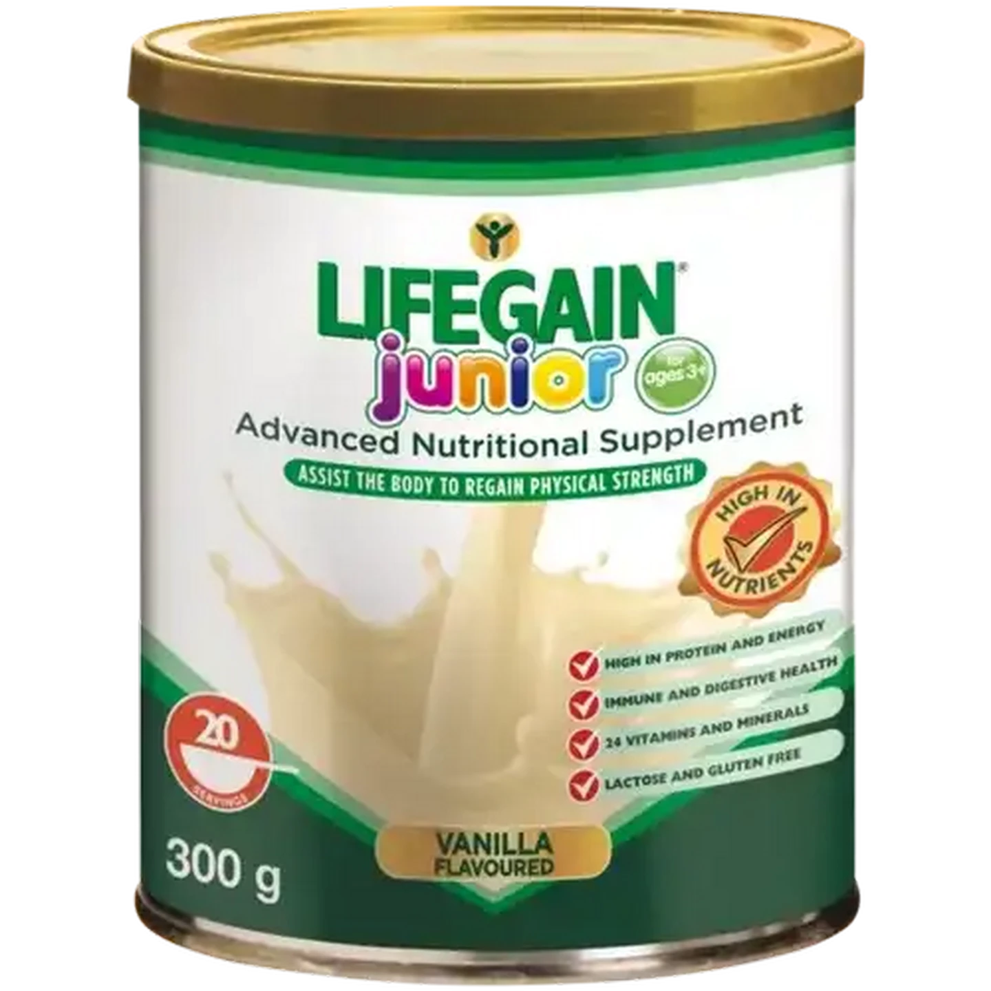 Image of Lifegain Junior Vanilla Flavoured Advanced Nutritional Supplement 300g