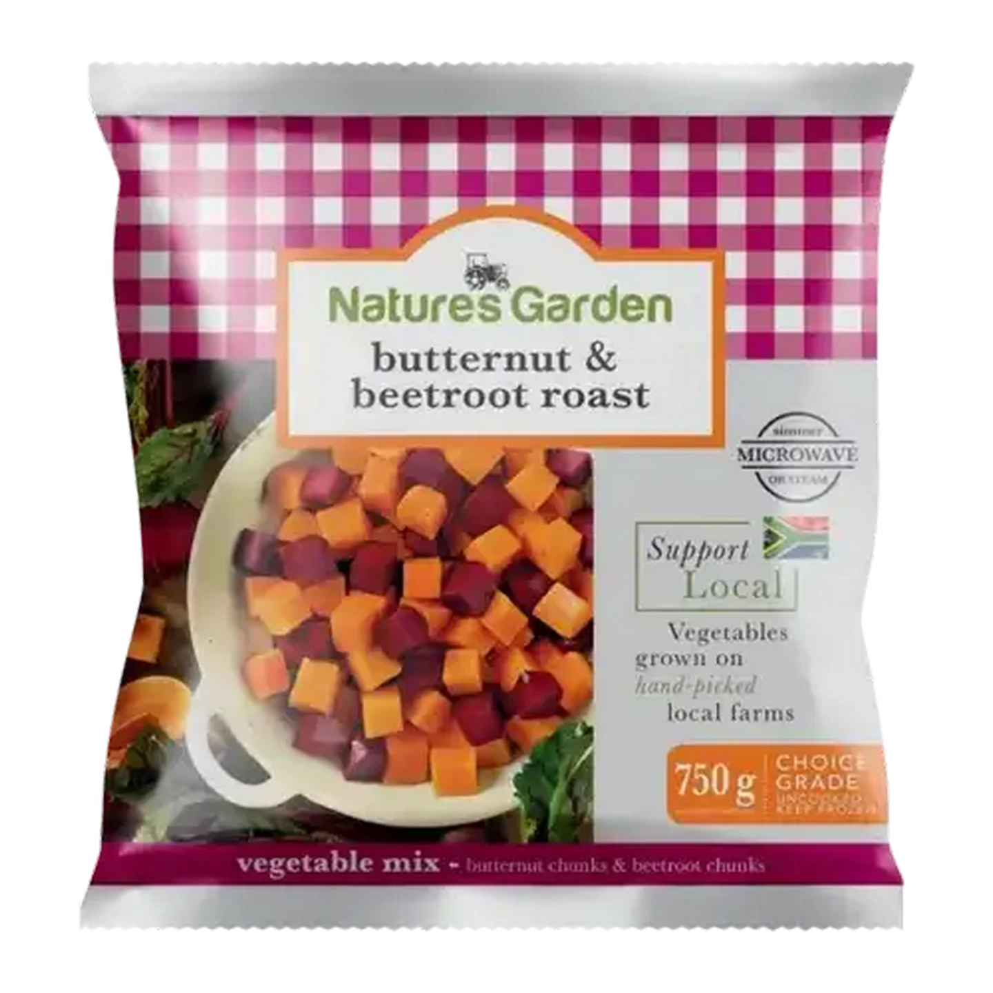 Image of Nature's Garden Frozen Butternut & Beetroot Roast Vegetable Mix 750g