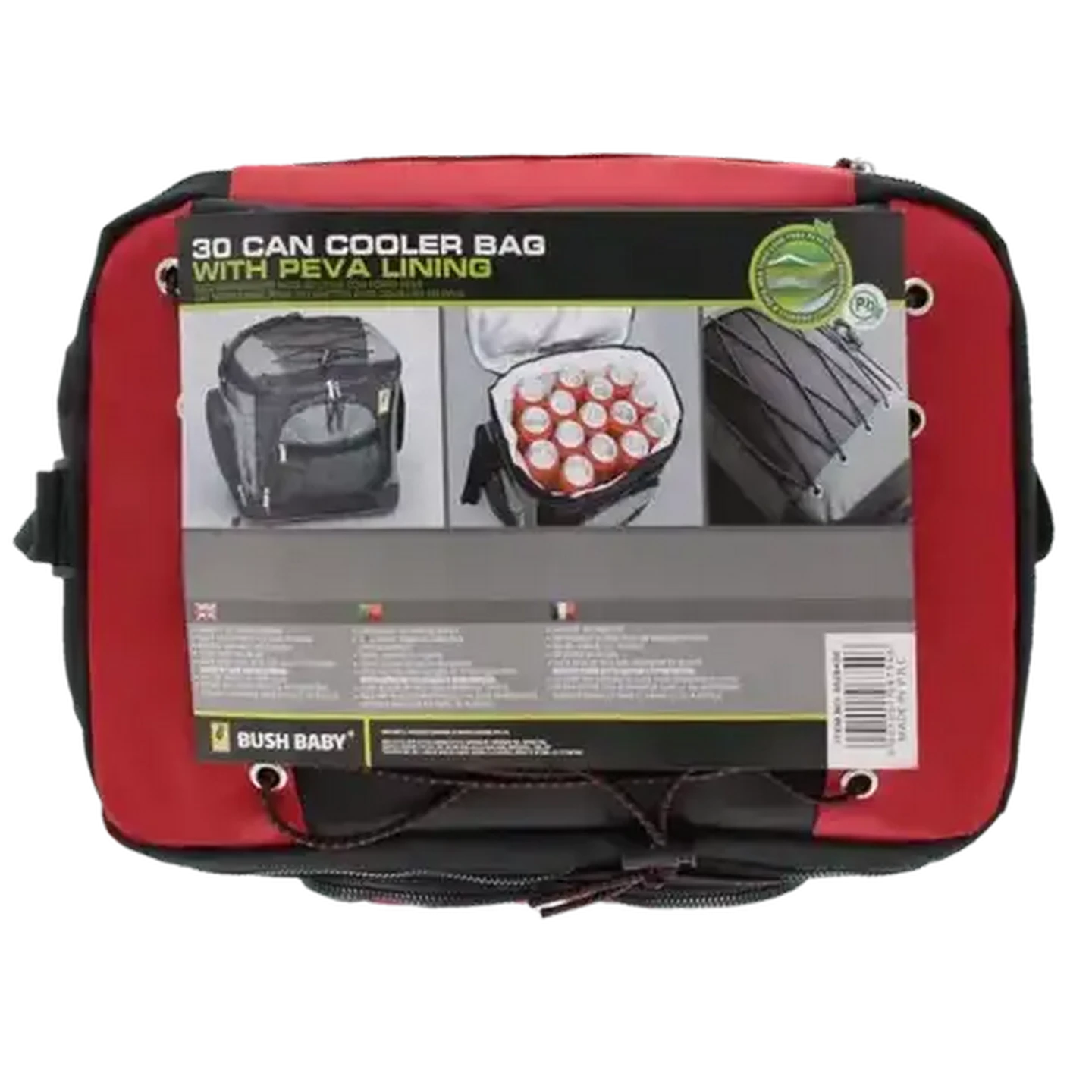 Image of Bush Baby 30 Can Red Cooler Bag with PEVA Lining