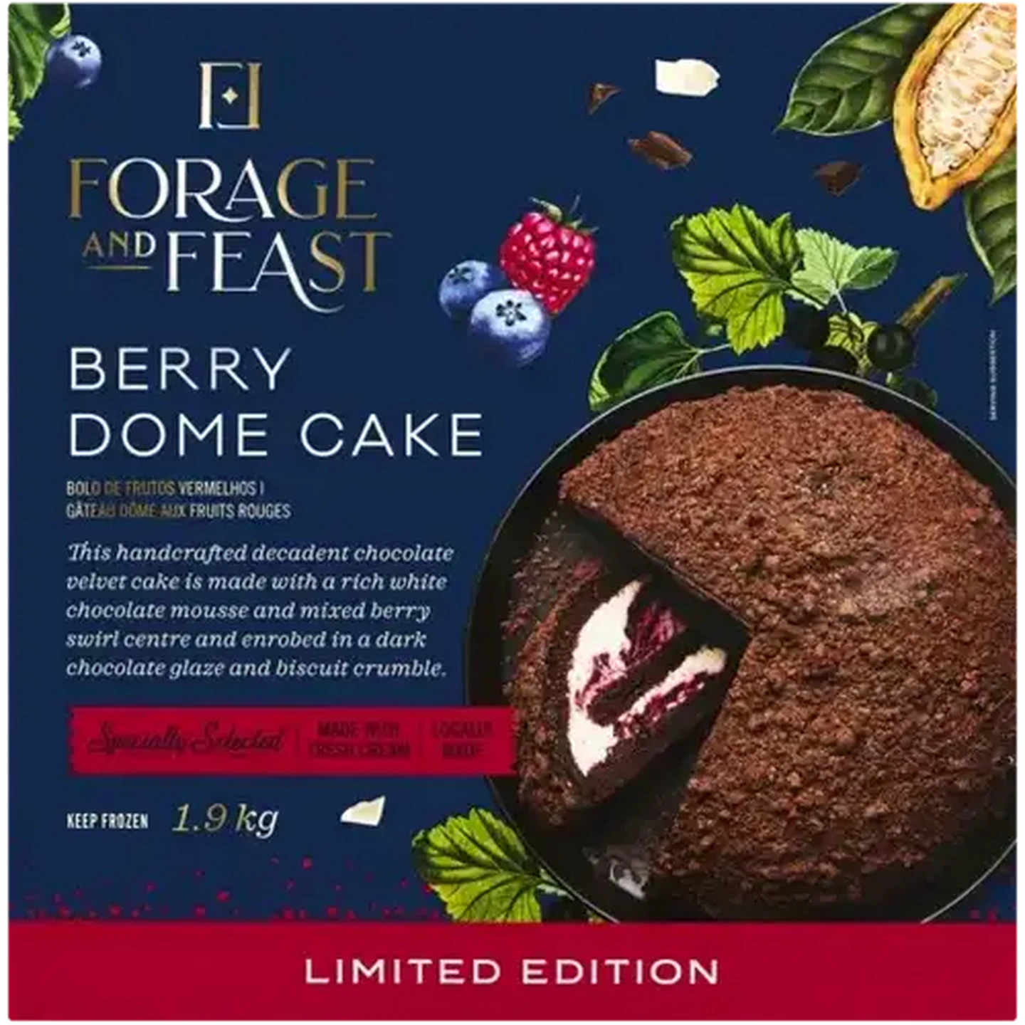 Image of Forage And Feast Limited Edition Berry Dome Cake 1.9kg