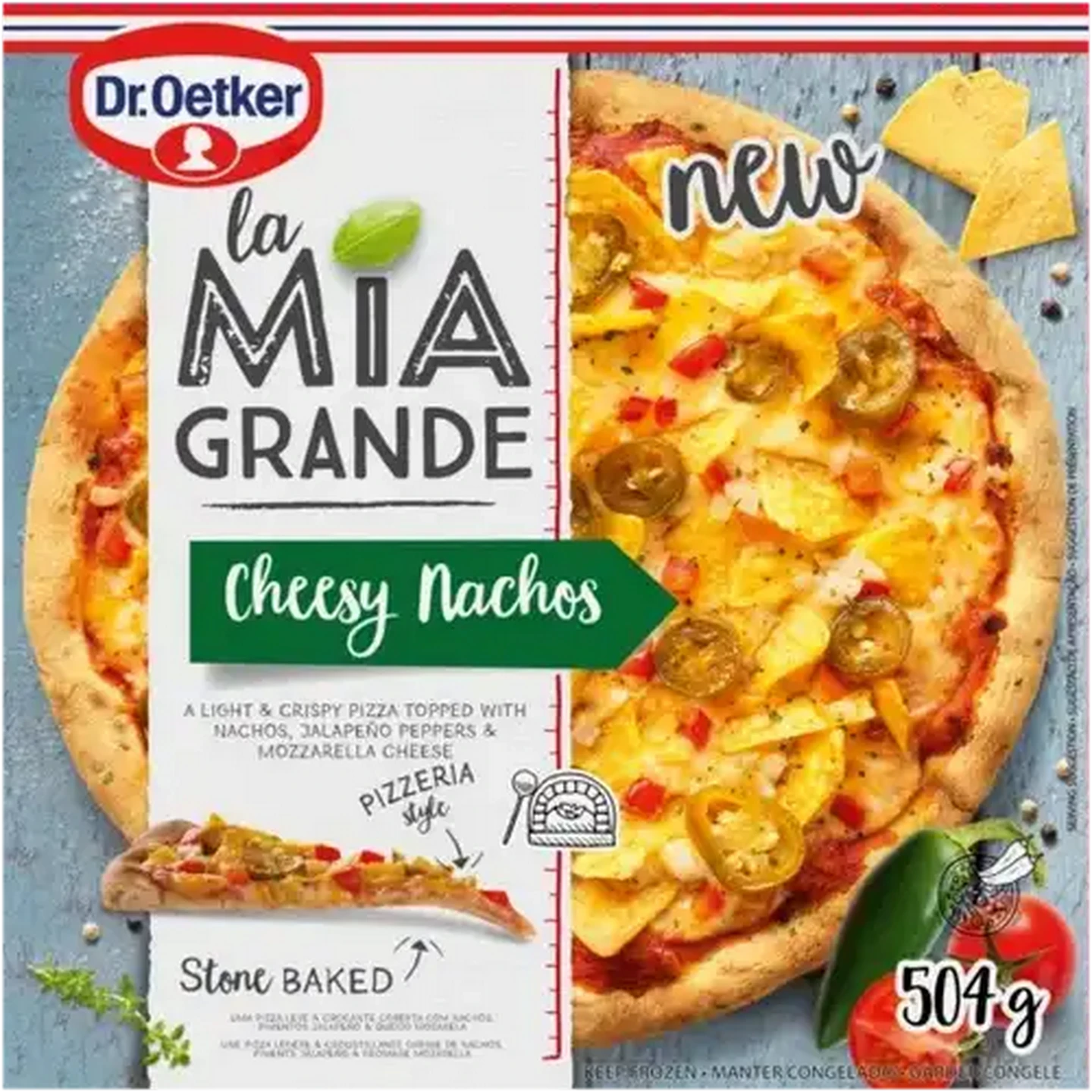 Image of Dr. Oetker Frozen La Mia Grande Cheesy Nachos Stone-Baked Pizza 504g