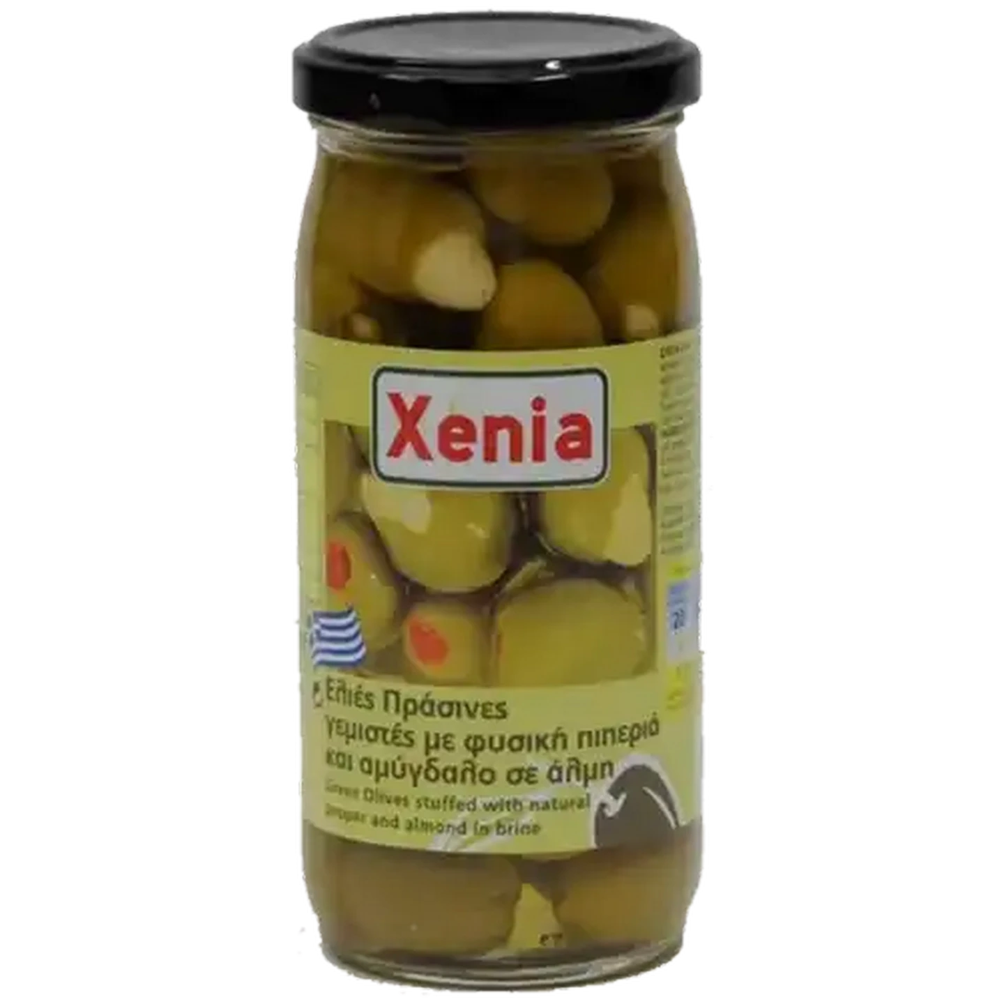 Image of Xenia Green Olives Stuffed with Natural Pepper & Almond in Brine 355g