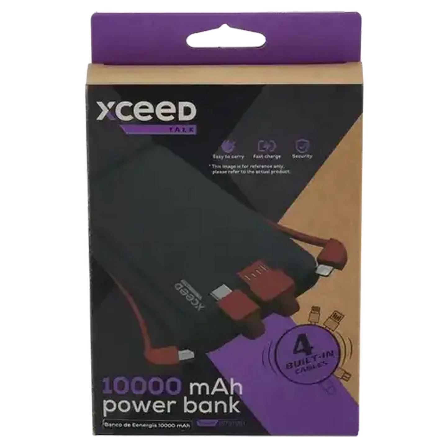 Image of Xceed Black & Red Power Bank With 4 Built-In Cables 10000mAh