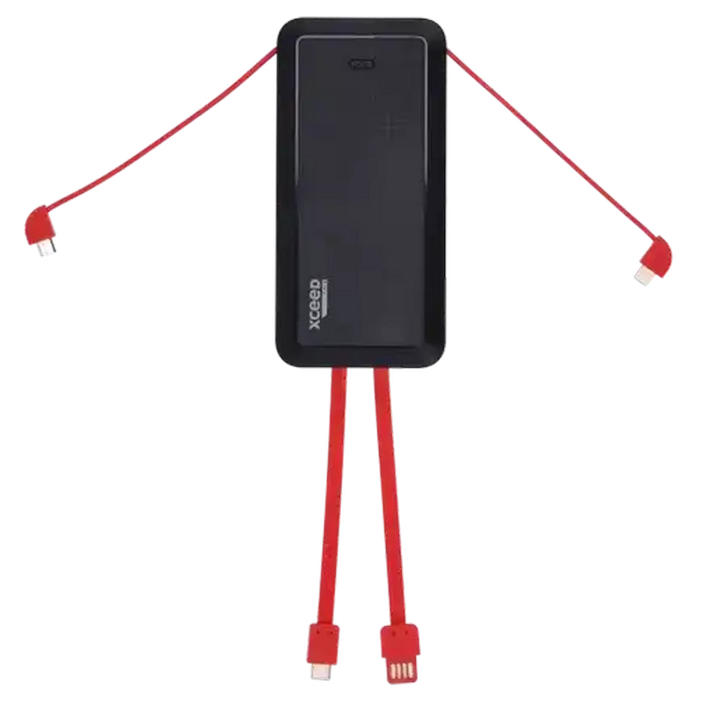 Image of Xceed Black & Red Power Bank With 4 Built-In Cables 10000mAh